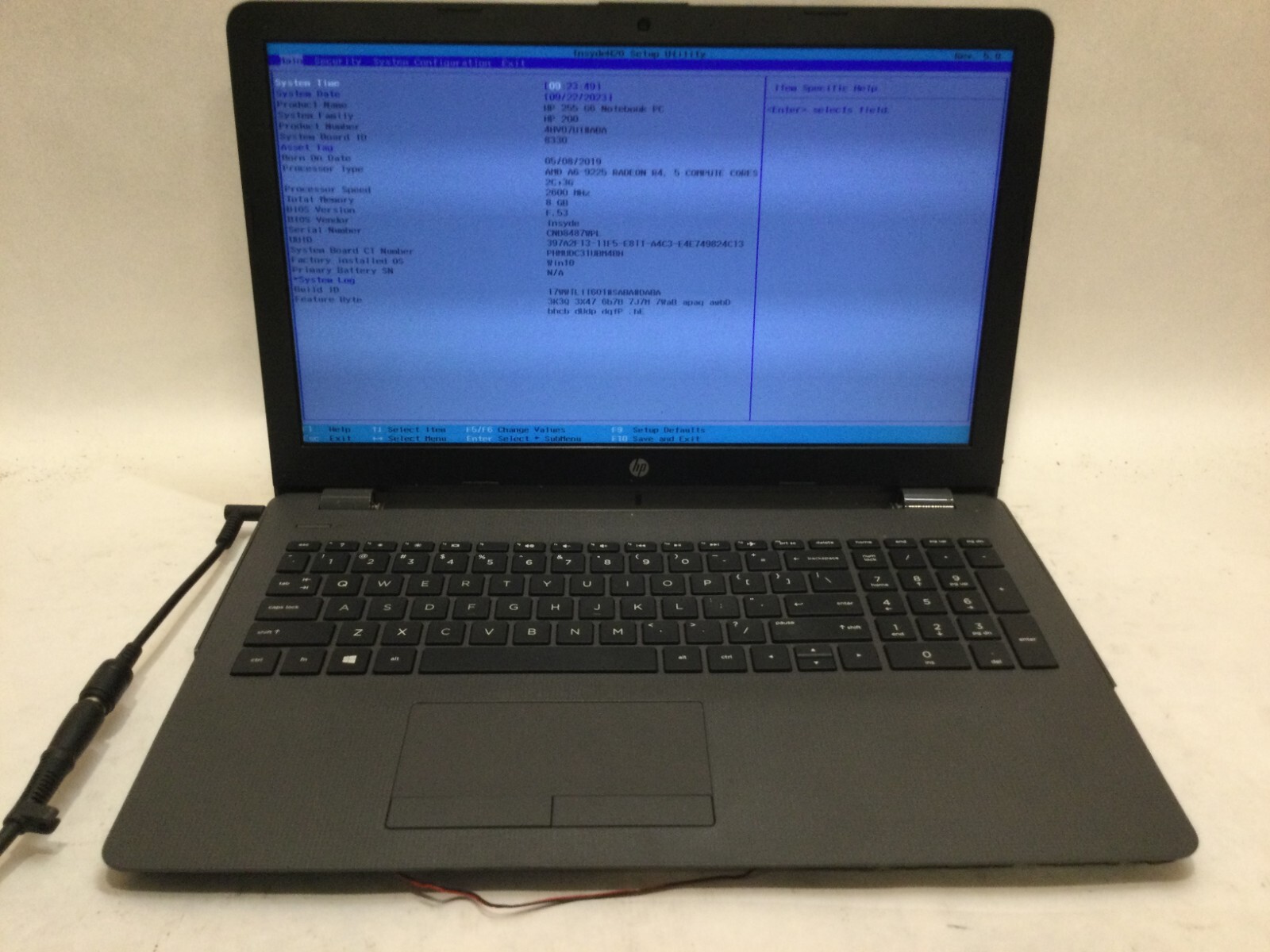 HP 255 G6 15.6″ / AMD A6-9225 R4 @ 2.60GHz / (MISSING PARTS!) MR