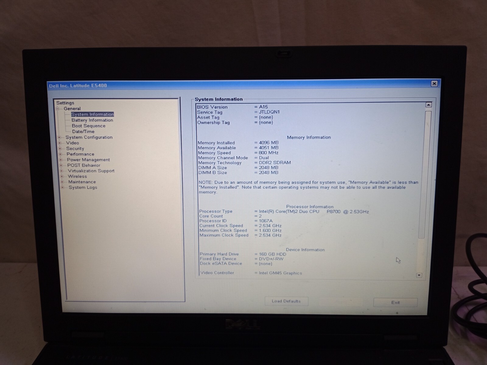 Dell Latitude E5400 Laptop Intel Core 2 Duo P8700 2.53GHz 4GB RAM 160GB HDD Wn10