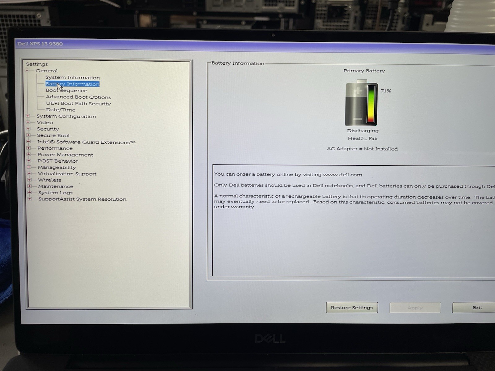 Dell XPS 13 9380, Intel Core i7-8665U @ 1.90GHz, 16GB RAM, NO SSD, No OS,