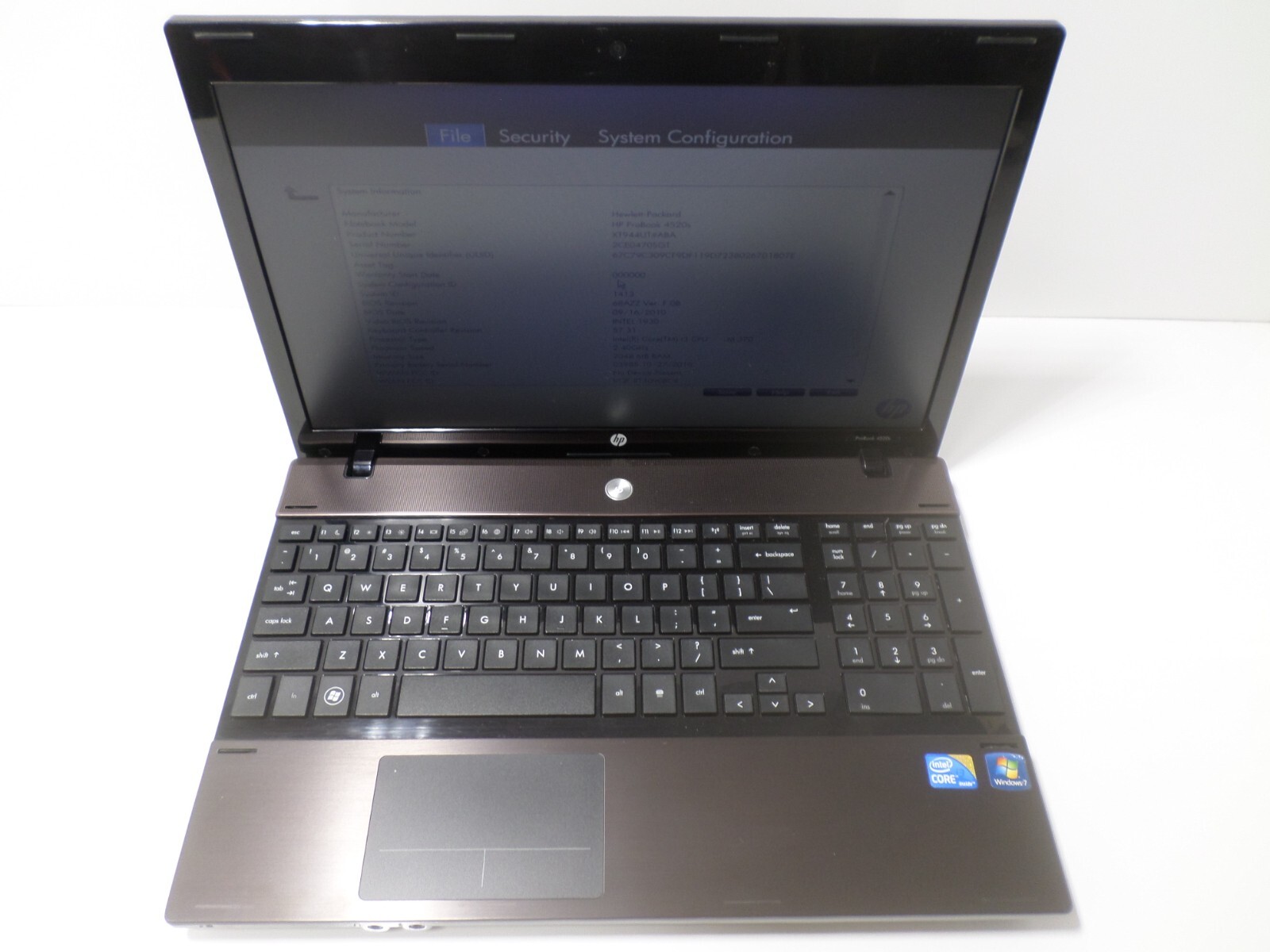 HP ProBook 4520s 15″ Laptop, i3-M370, 2GB RAM, 320GB HDD, Win 10 Pro