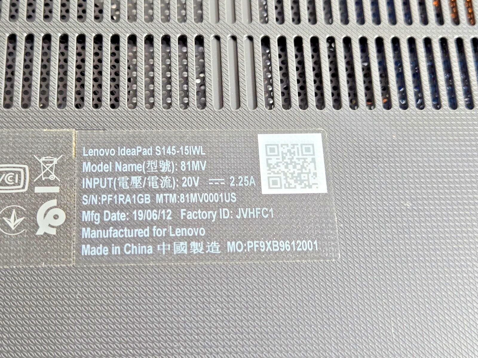 Lenovo IdeaPad S145-15IWL 15.6″ Intel Pentium 5405U 2.30GHz 8GB RAM 256GB SSD