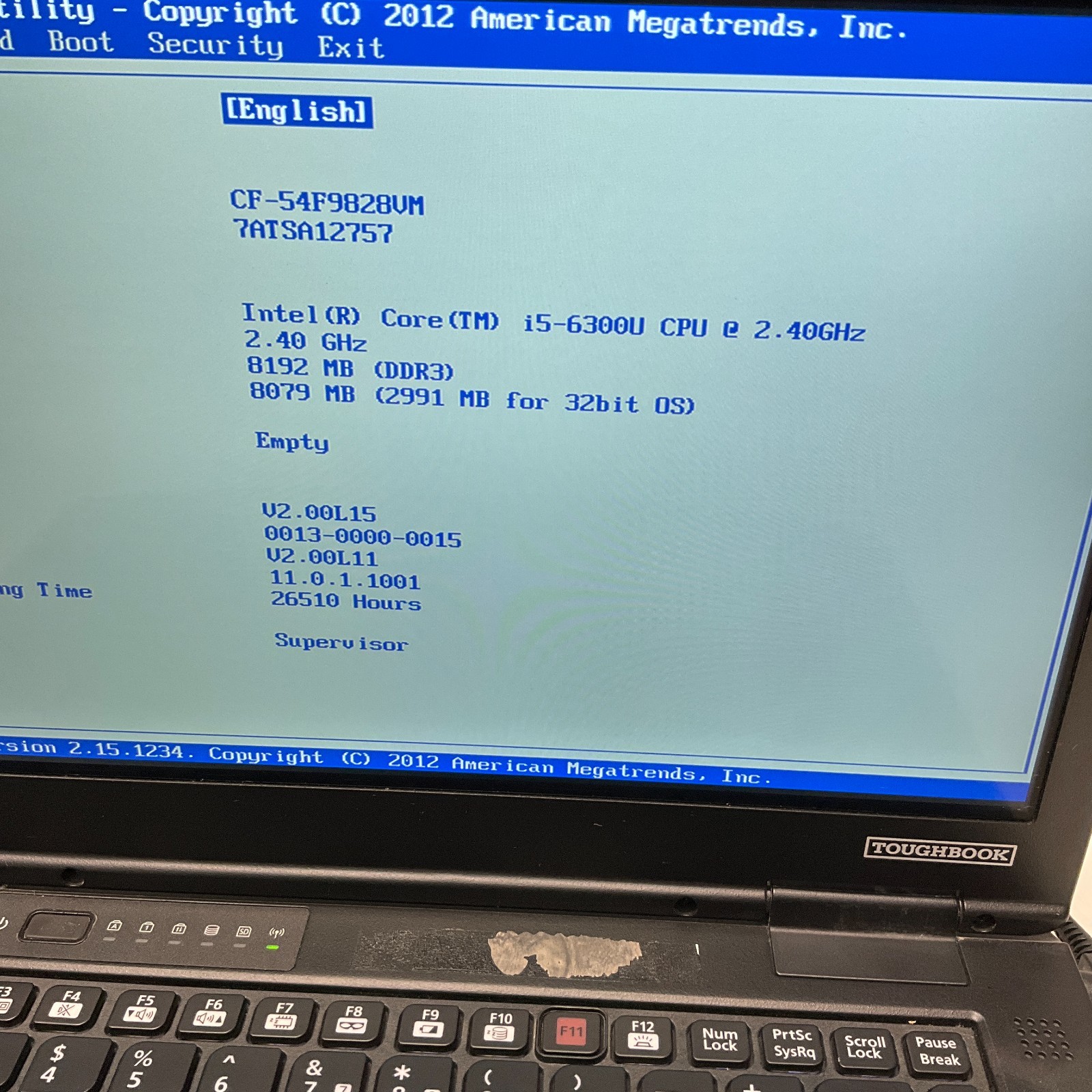 Panasonic Toughbook CF-54 i5-6300U@2.40GHZ 8GB RAM NO HDD NO OS NO CADDY NO BAT