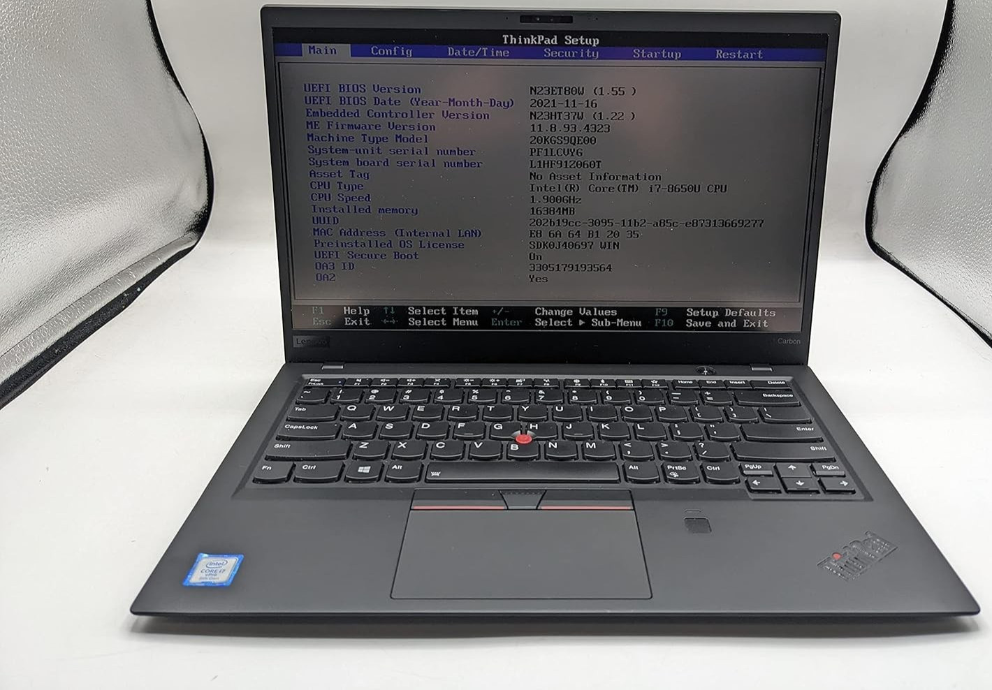 Lenovo ThinkPad X1 Carbon 6th Gen 14″ FHD I7-8650U 512GB SSD 16GB ( USED )