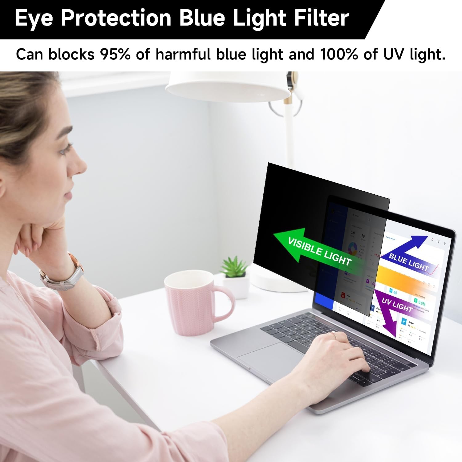 14 Inch 16:9 Laptop Privacy Screen Filter, Anti Blue Light Glare & Anti Scratch