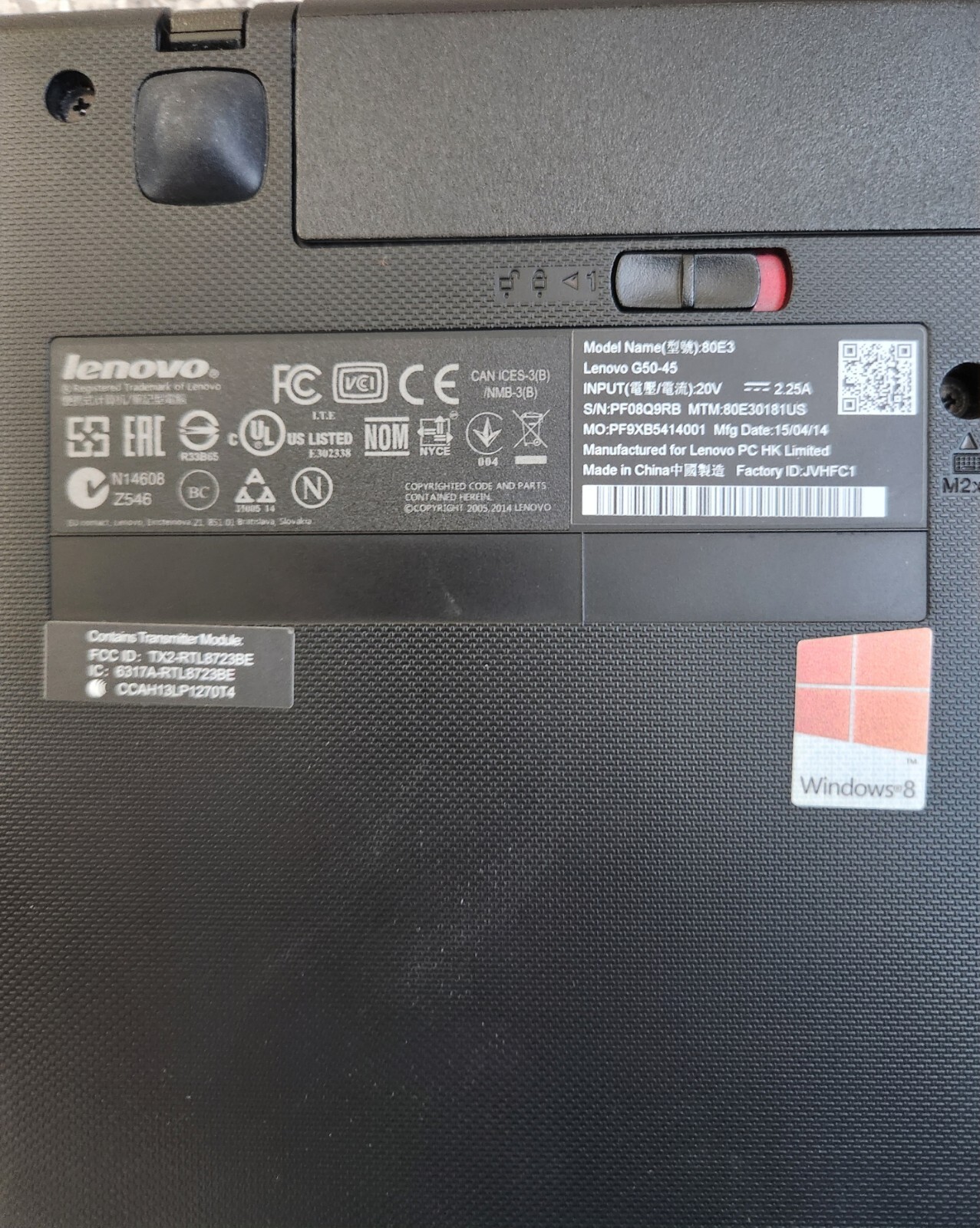 Lenovo g50-45 laptop with Charger 6GB 15.6″ Used No HD
