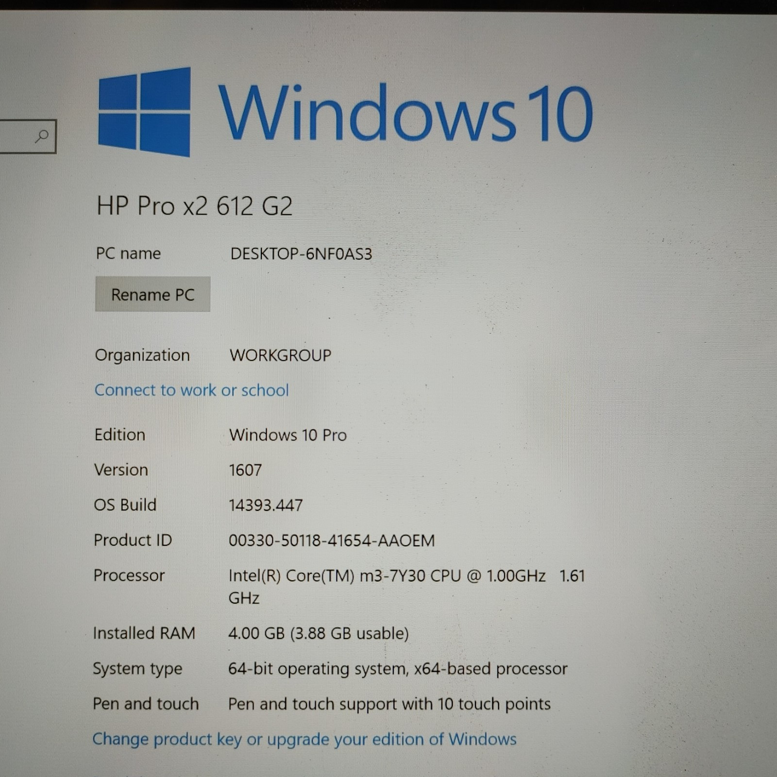 HP Pro x2 612 G2 | M3-7Y30 1.6GHz | 4GB RAM | 128GB SSD | WIN 10 W/Retail DOCK