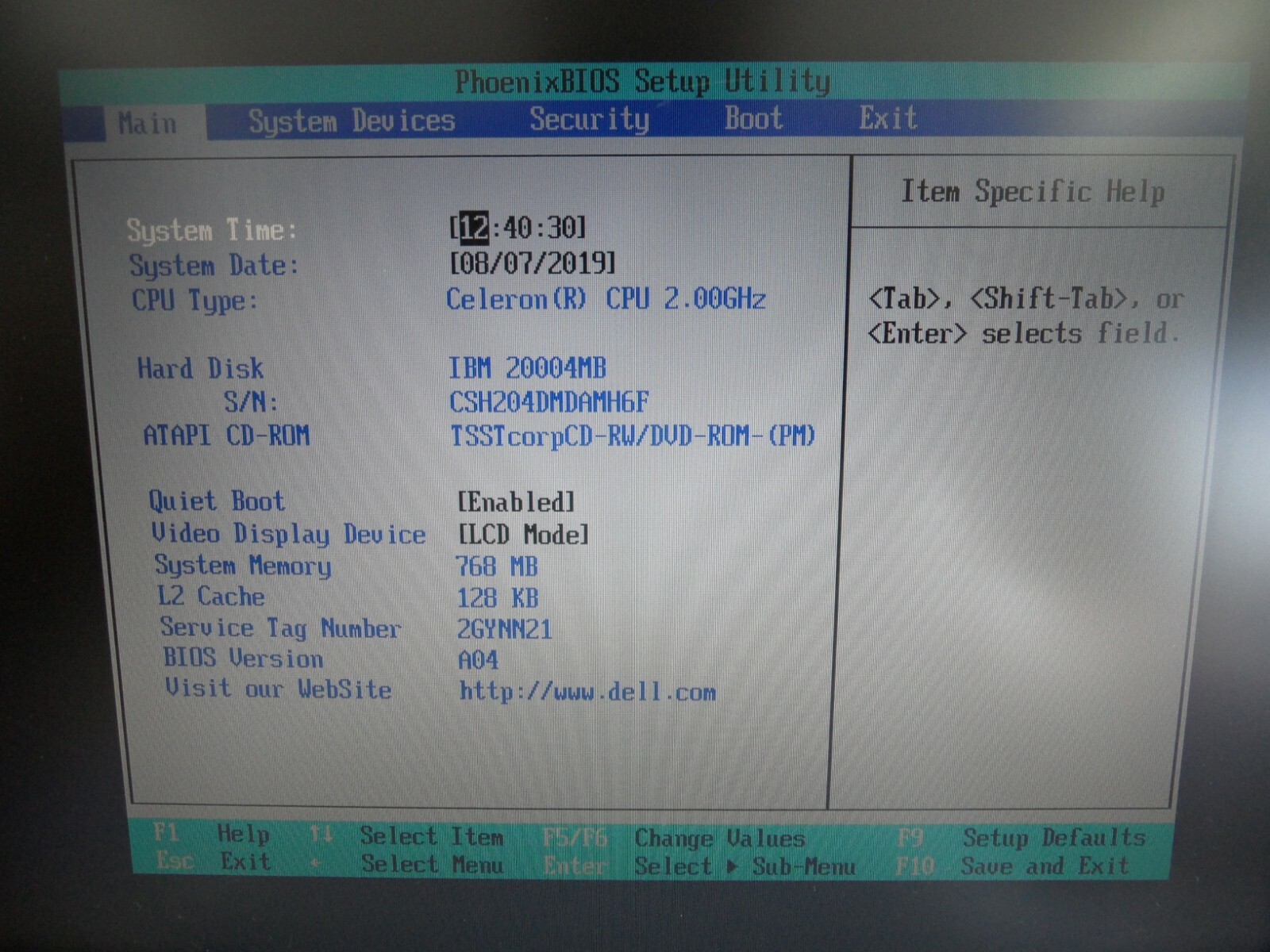 Dell Inspiron 1100 Laptop For Parts Posted Bios Hard Drive Wiped
