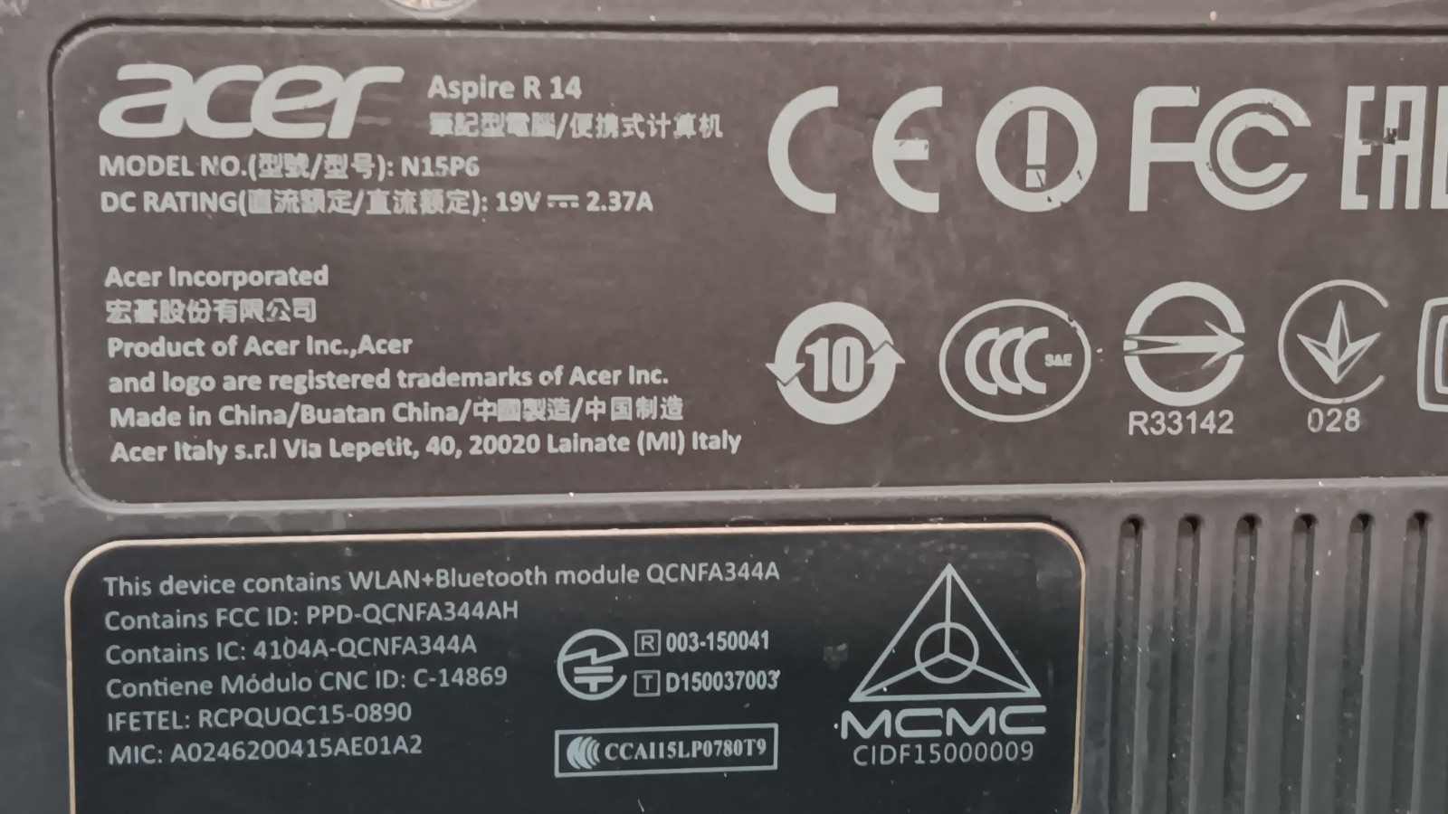 Acer Aspire R14 R5-471T Laptop Intel core I7 6th gen cpu 14″ LCD for parts
