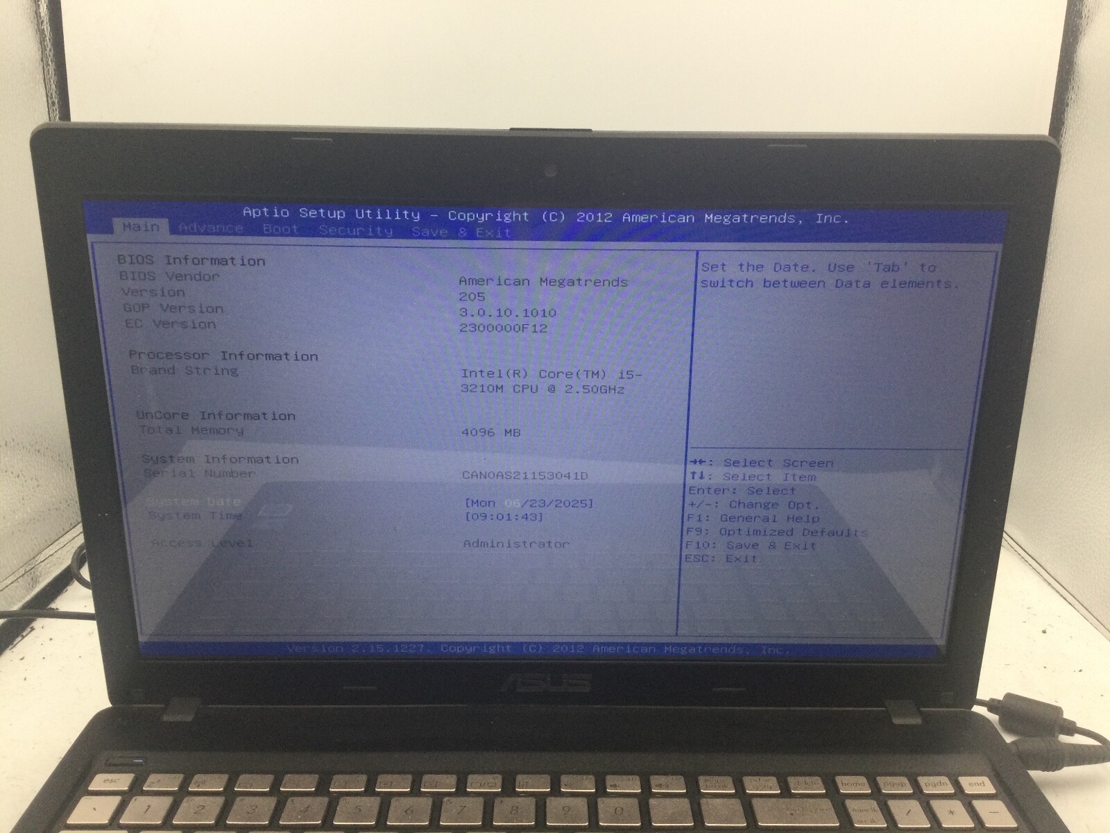 ASUS Q500A – BOOTS TO BIOS – INTEL CORE I5 3210 – NO RAM – 15″ – READ DESC – BB!