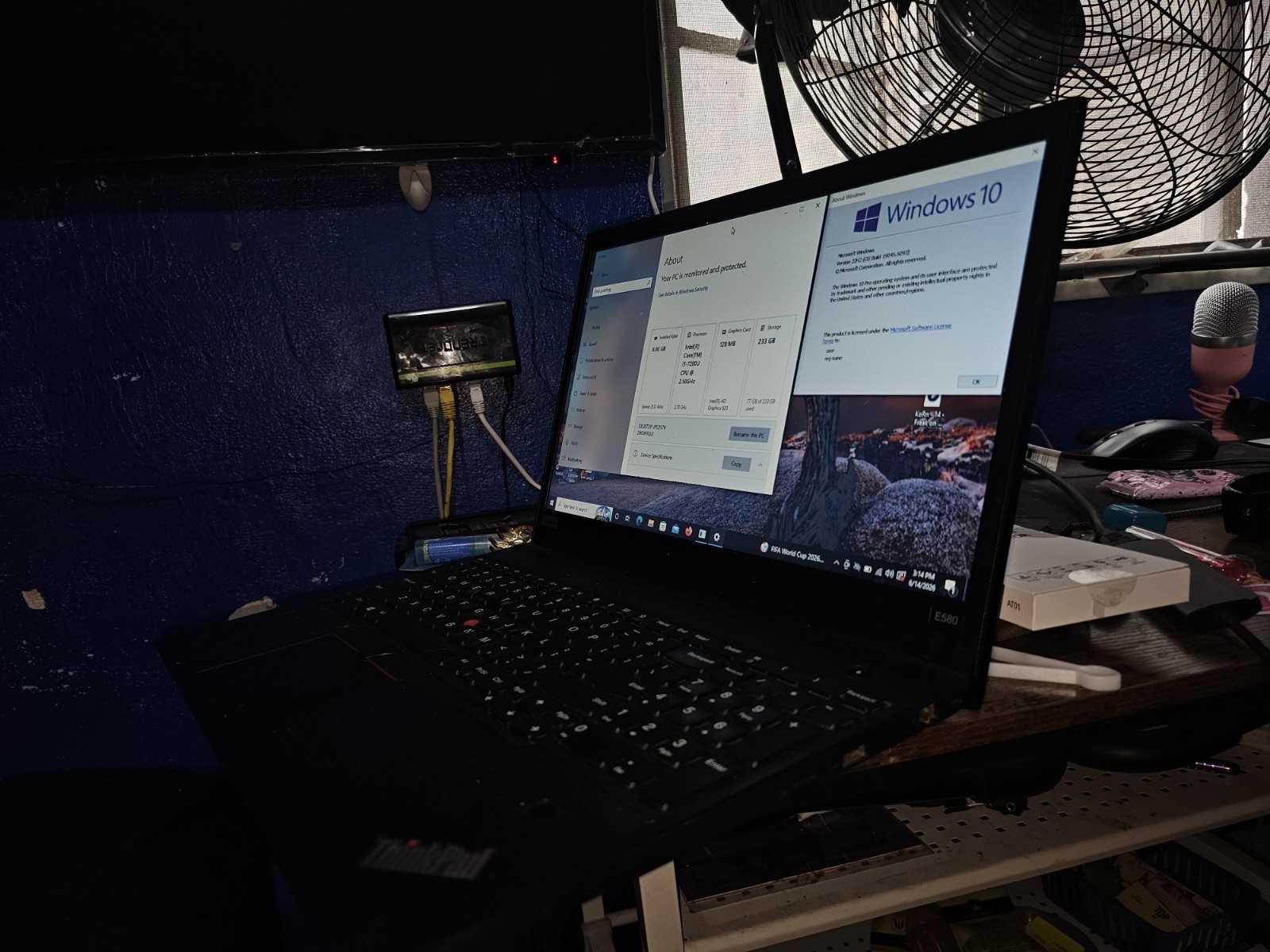 Lenovo ThinkPad E580Core i5@2.50GHz16GB RAM256 GB SSD HDD WIN 11….