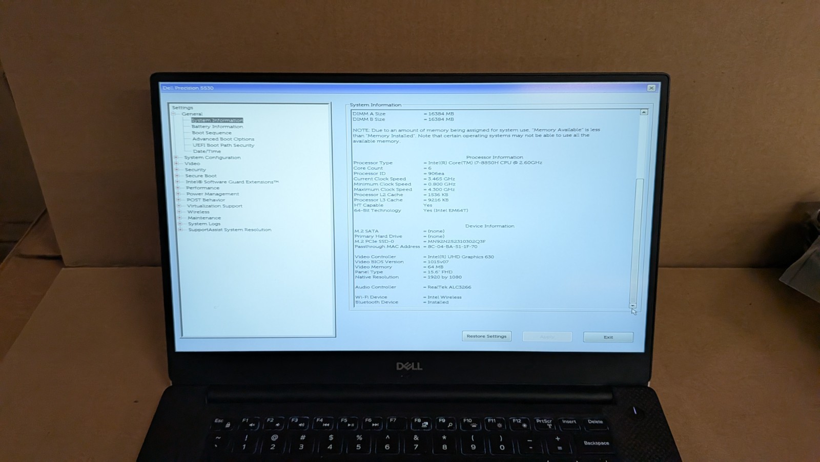 Dell Precision 5530 15.6 FHD Intel i7-8850H 32GB RAM 512GB SSD WIN11P P2000 w/ac