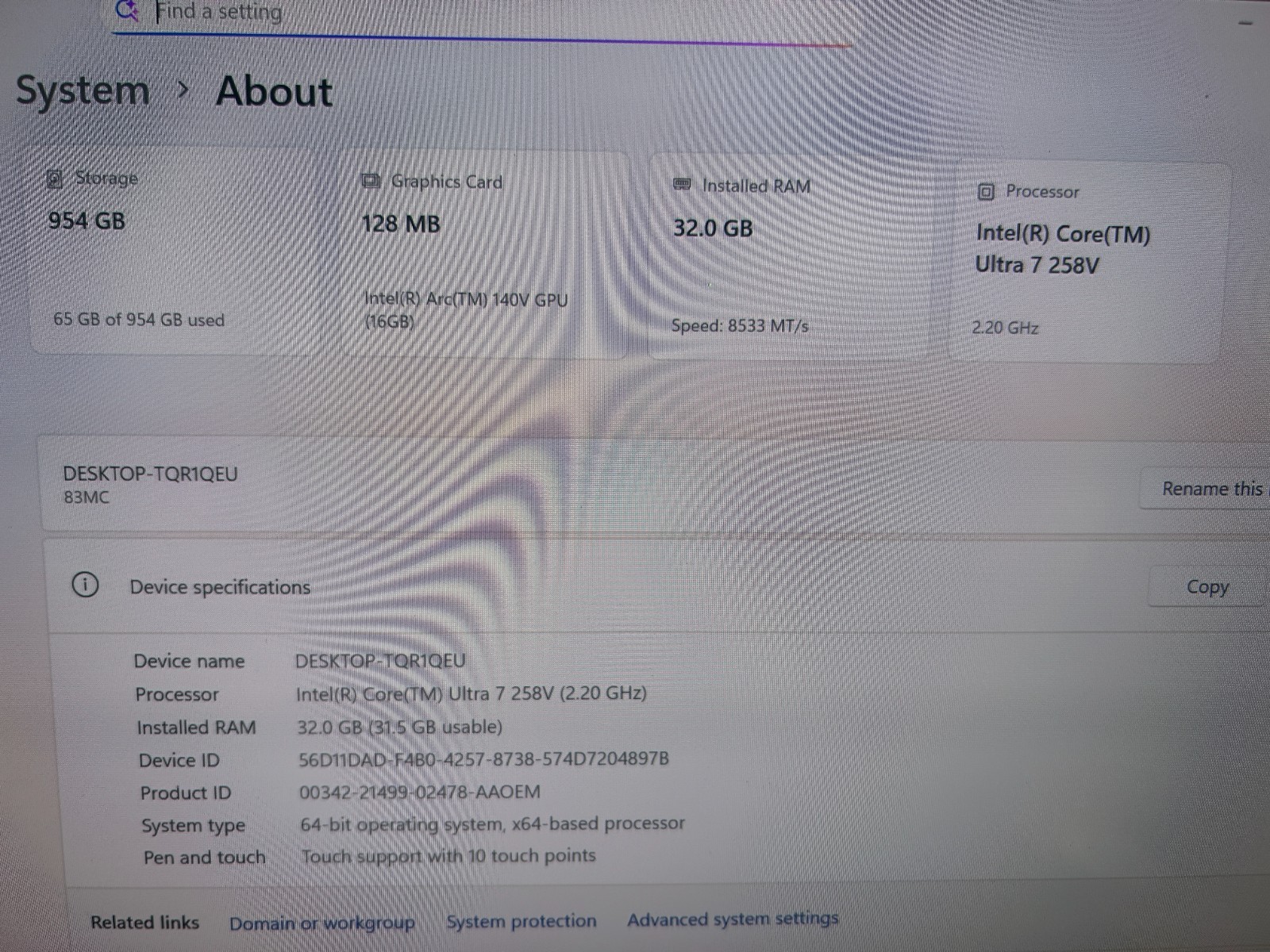 Lenovo Slim 7 14ILL10, Intel Core Ultra 7 258V, 2.20 GHz, 32 GB RAM, 1 TB NVMe