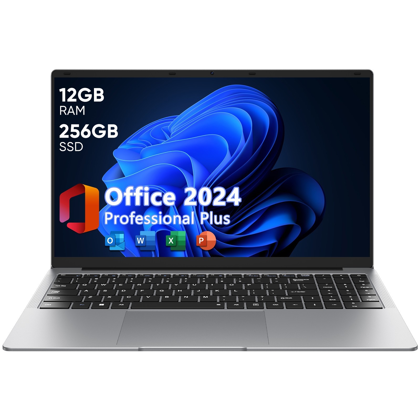 15.6″ Laptop PC 12GB RAM,256GB,Windows 11 Pro,Intel Celeron N4000,MS Office 2024