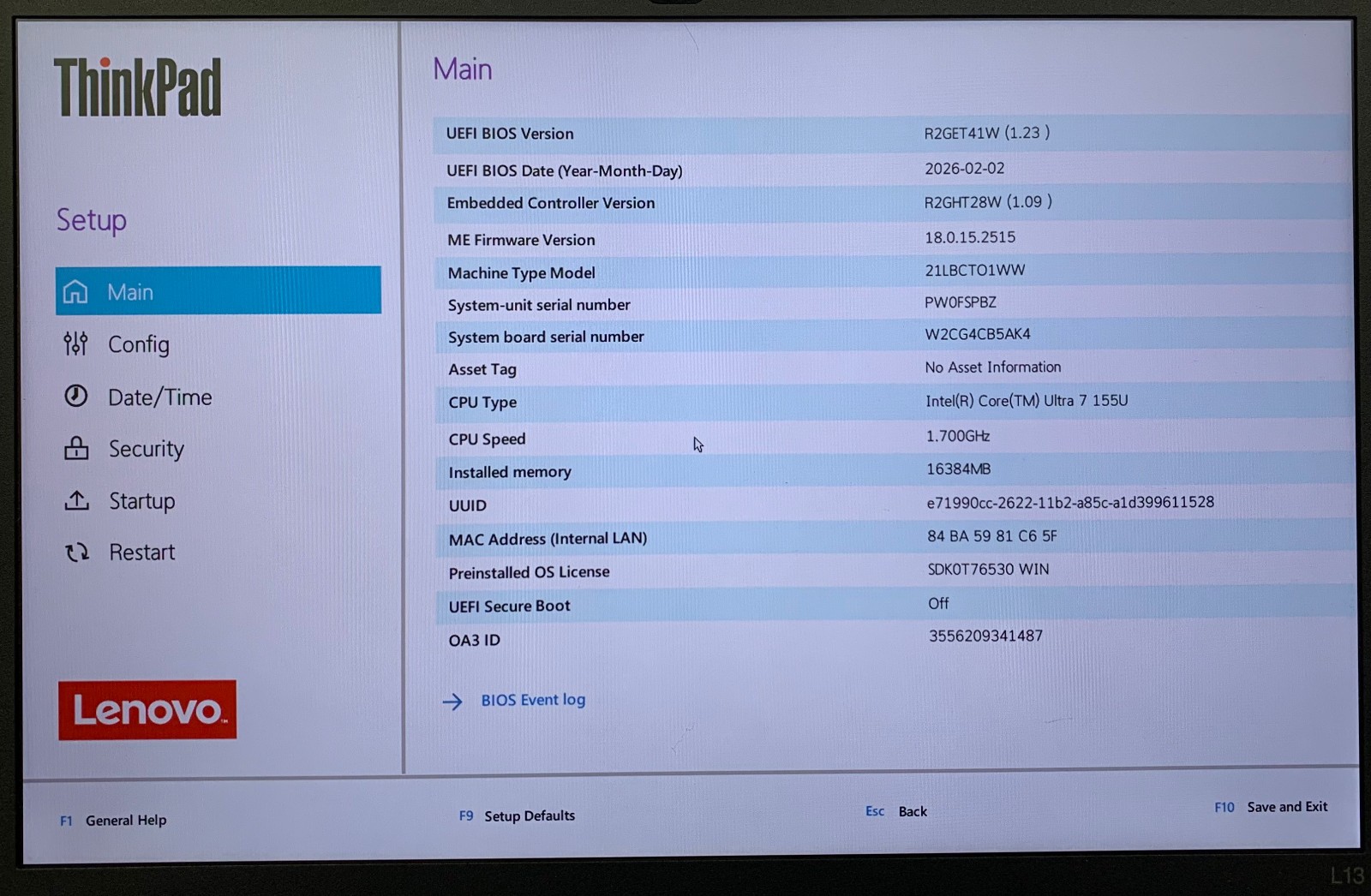 Lenovo ThinkPad L13 Gen 5 14″ Ultra 7 155U 16GB RAM 1TB NVMe, Remote Managed