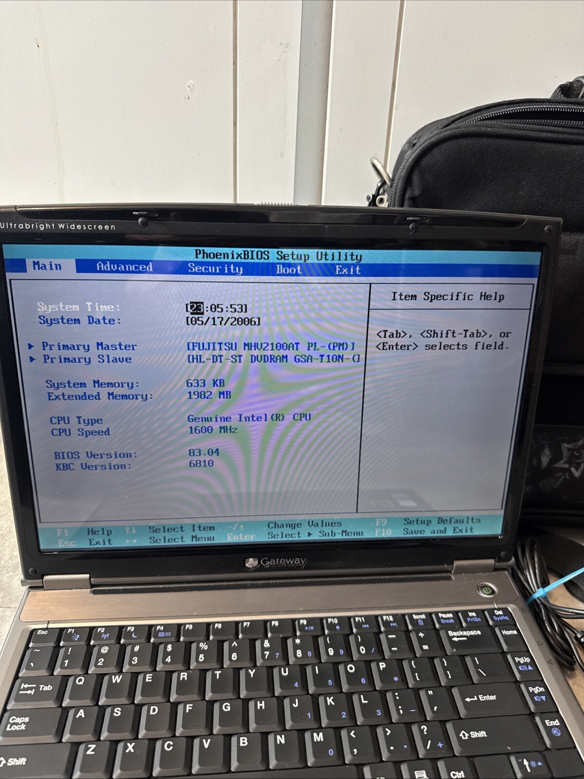 Gateway W340UI 14″ Laptop • Pentium Dual-Core 1.6GHZ 2.0G RAM No Os