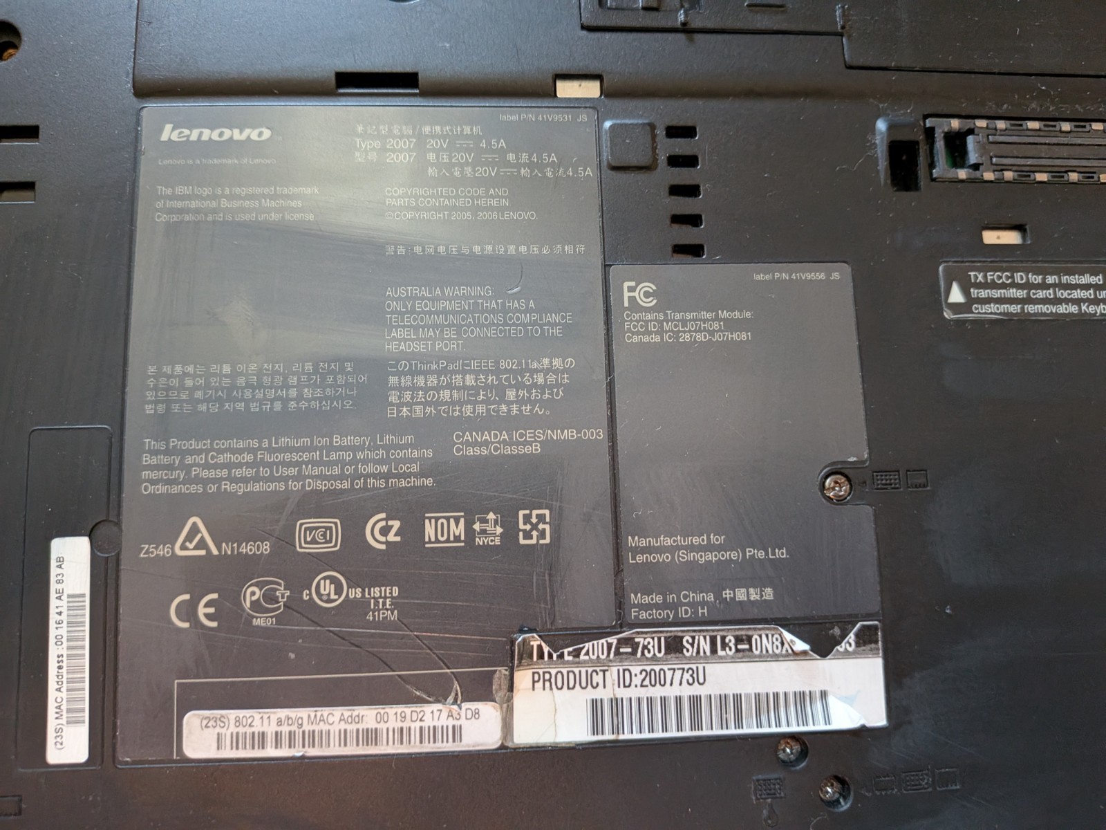 Lenovo ThinkPad T60 14in Intel Core Duo 2.0GHz 3GB Ram ATI Battery Charger