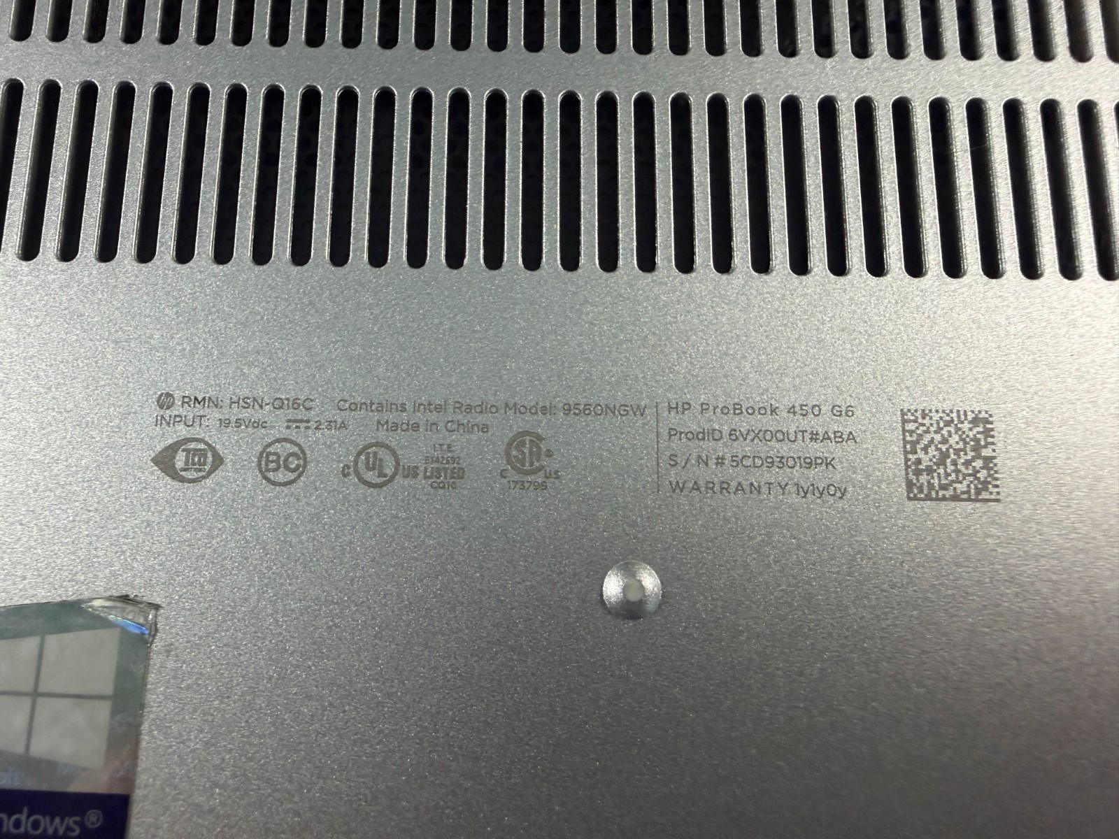 HP ProBook 450 G6 i5-8365U Laptop – NO DISPLAY – For Parts / Repair – No RAM SSD