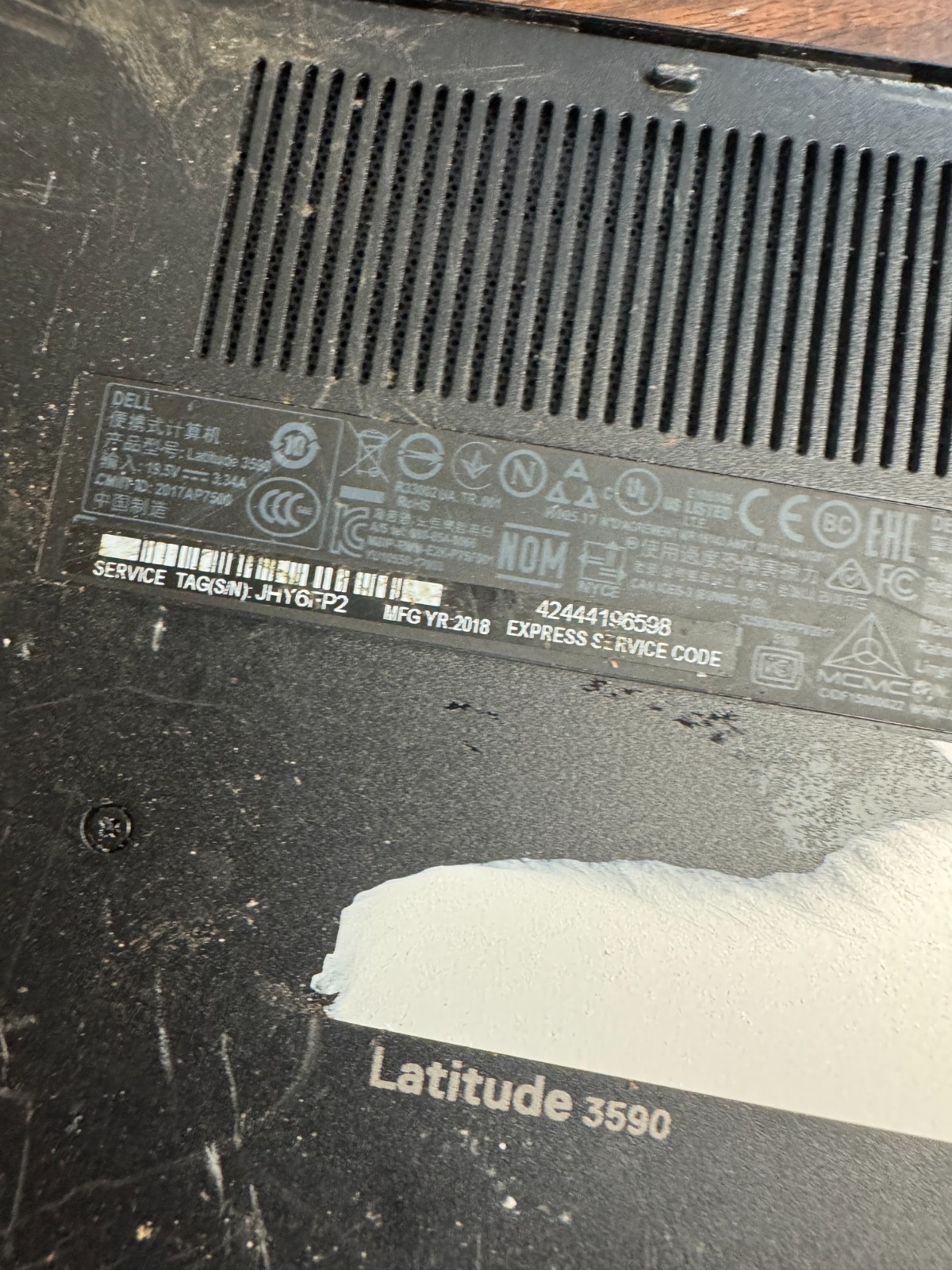 Dell Latitude 3590 Core I5 8th Gen Laptop for Parts/Repair # 5613