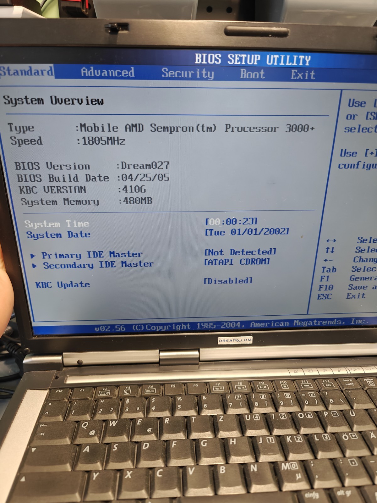 Dreamcom Vintage Laptop Mobile AMD Sempron 3000+1805MHz 480MB Ram No OS/HDD