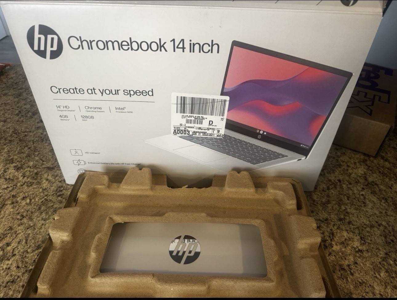 HP 14 inch HD Chromebook Laptop Intel Processor N200 4GB RAM 128GB Silver
