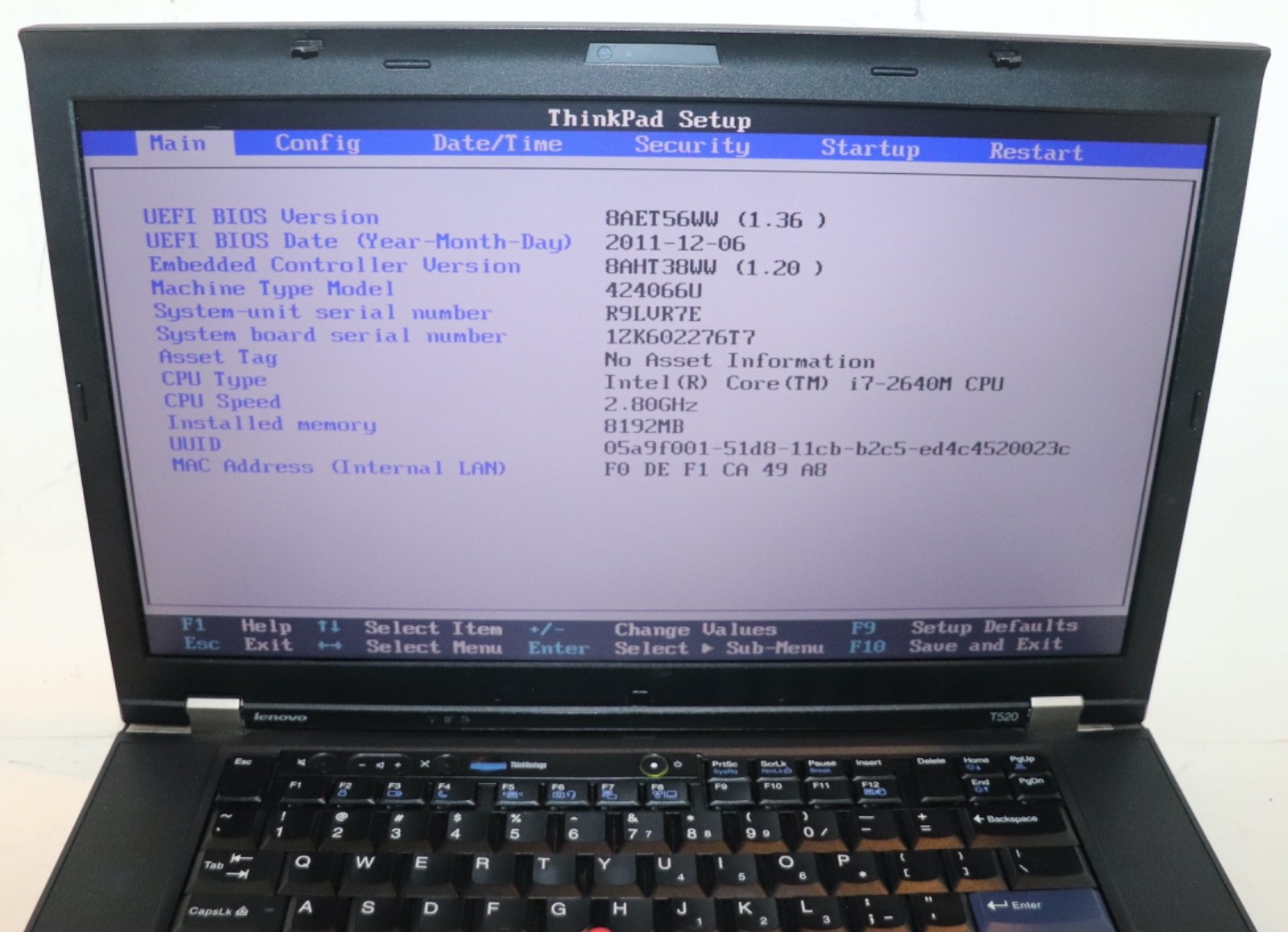 Lenovo ThinkPad T520|Core i7@2.80 GHz|8GB RAM|256GB SSD|WIN 10. PROF|Webcam