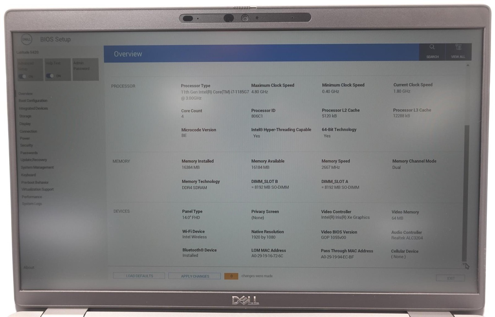 Dell Latitude 5420 14″ Core I7-1185G7 3.00GHz 16GB 256GB SSD Laptop