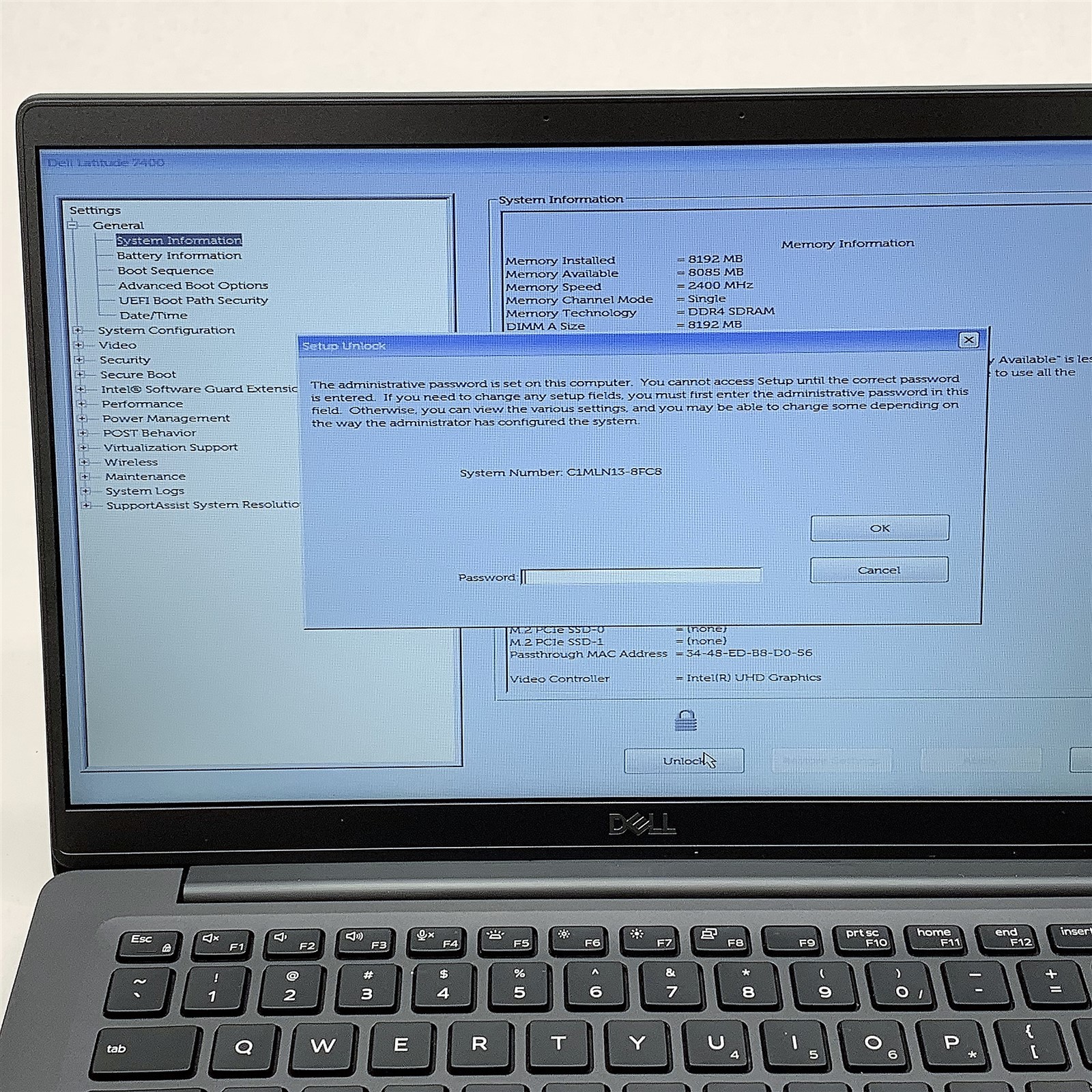 Dell Latitude 7400 Laptop Intel i5 8265U 1.60GHZ 14″ FHD 8GB NO HDD BIOS LOCKED