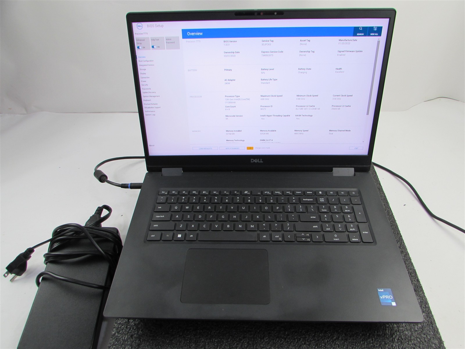 DELL PRECISION 7770 1920×1080 FHD I7-12850HX 512GB 32GB RAM RTX A3000 WIN 11 PRO