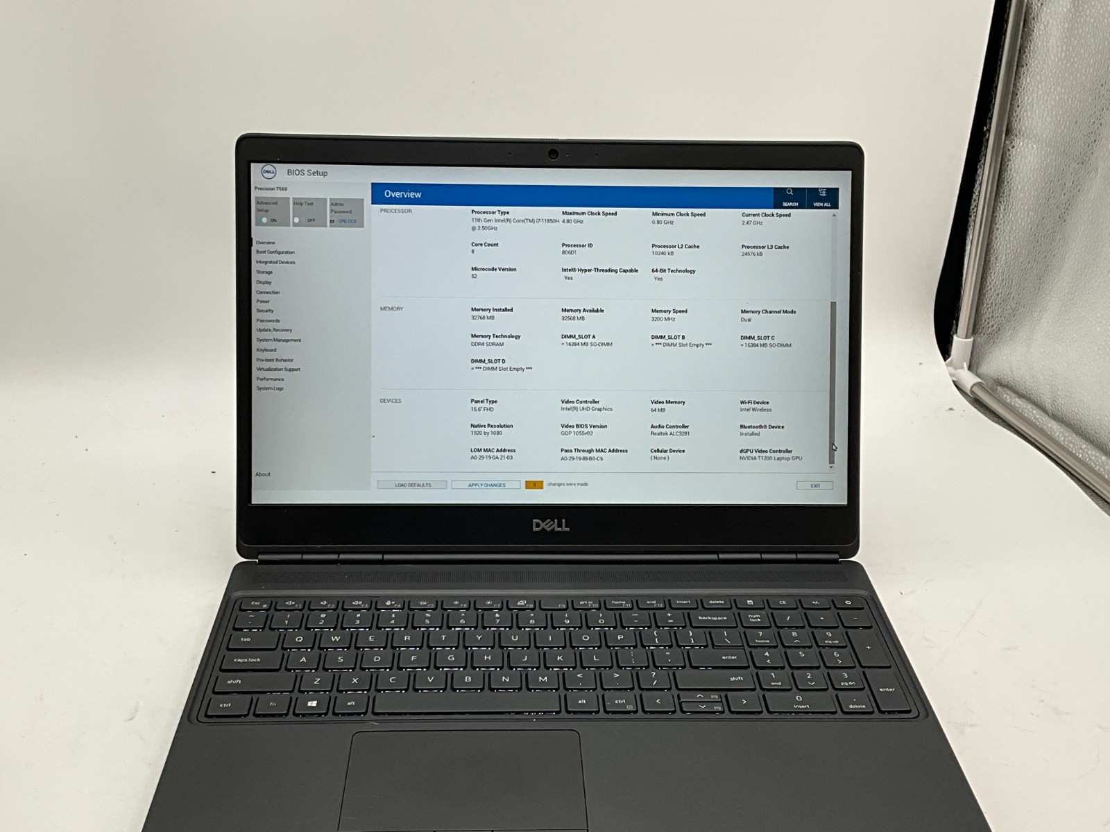 DELL Precision 7560 i7-11850H 2.50g 32GB 1tb T1200 15.6″ WIN11 Laptop ^49RK7M3