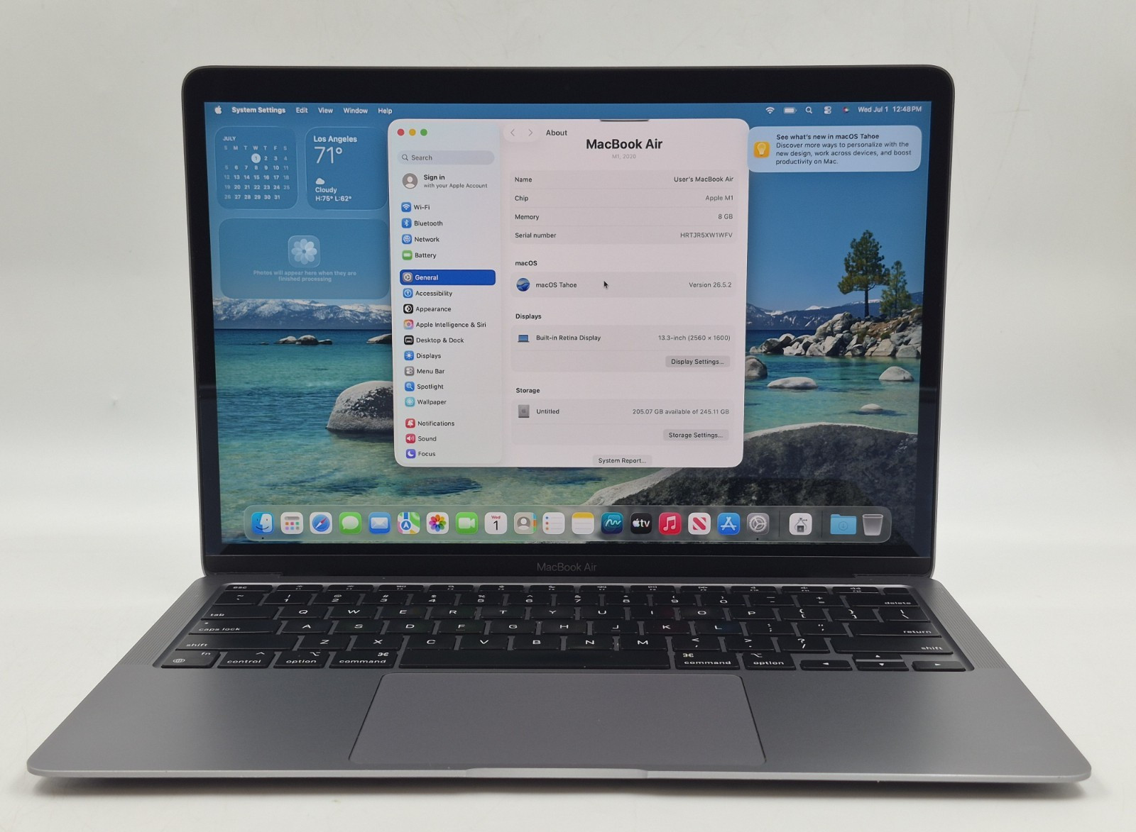 Apple MacBook Air A2337 13″ M1 3.20GHz 8GB RAM 256GB NVMe macOS Tahoe