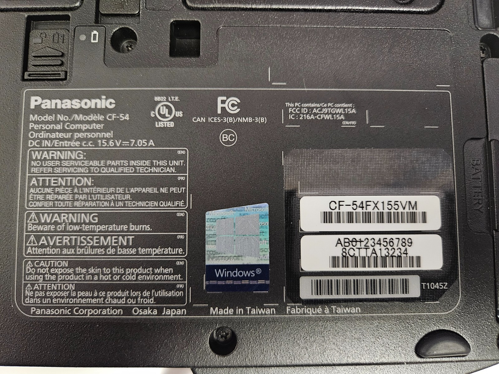 Panasonic Toughbook CF-54 Mk2 i7-6600U 2.60GHz 16 GB Mem 1.5 GB HD Win 11 Pro