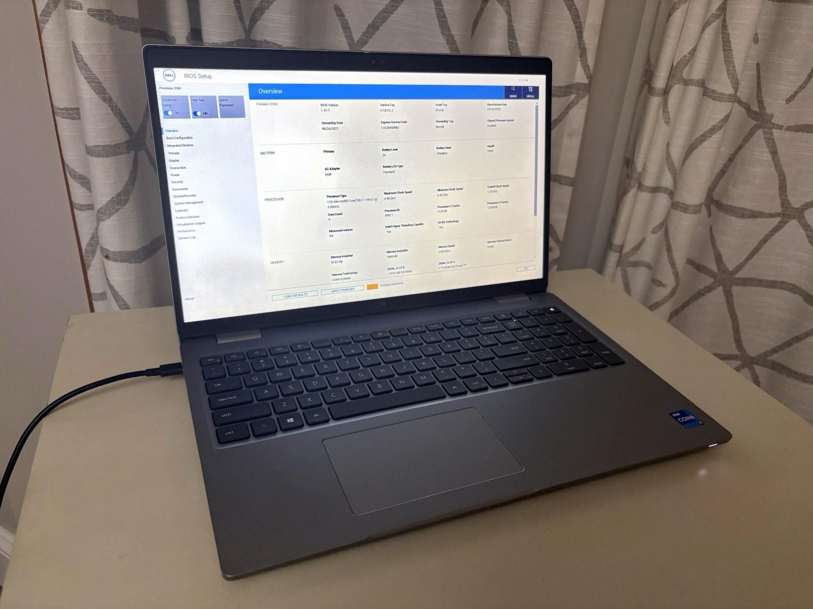 DELL PRECISION 3560 15.6″ i7-1185G7, **READ, NO RAM, NO SSD**