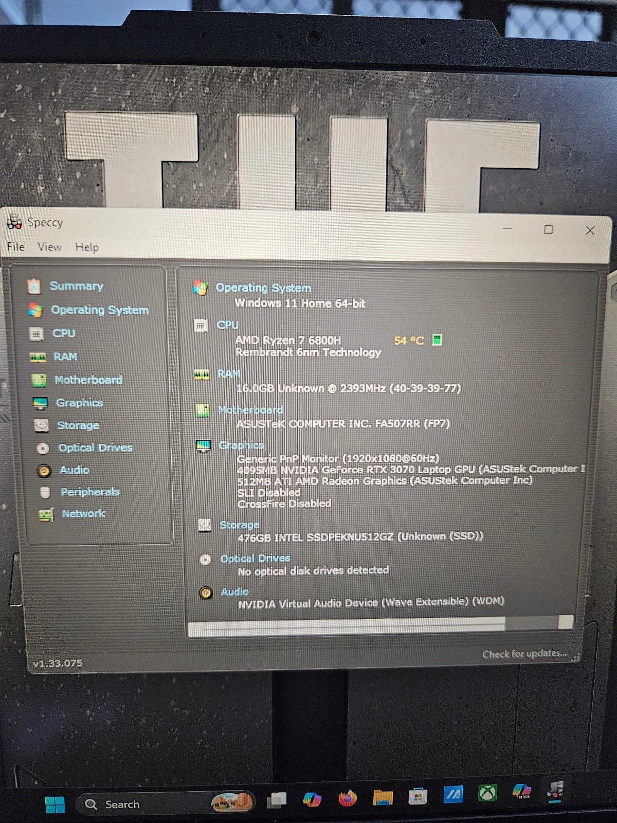 ASUS TUF Gaming A15 Mecha Gray Gaming Laptop, Ryzen 7 6800H, GeForce RTX 3070