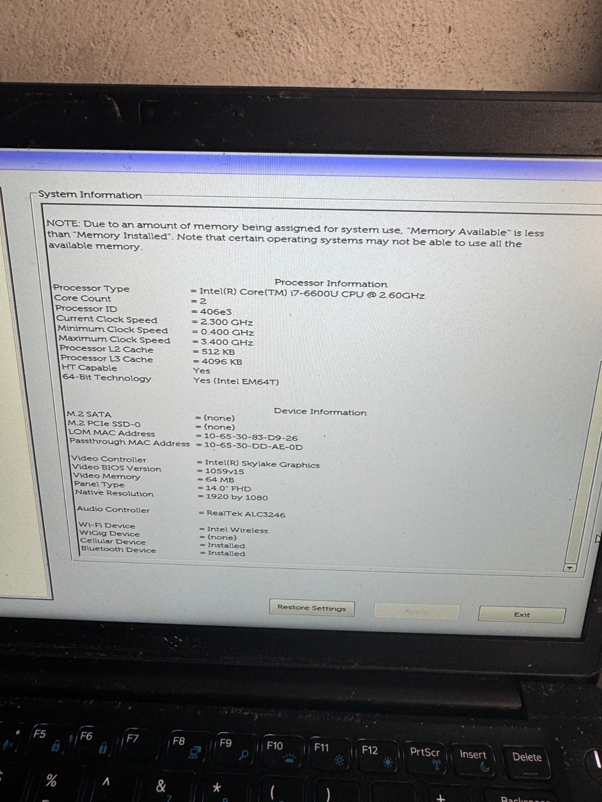 Dell Latitude 7480 Core i7-6600U Laptop for Parts/Repair #5311