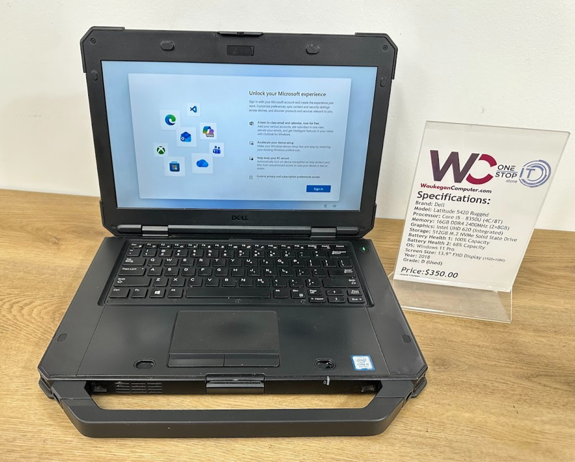 Dell Latitude 5420 Rugged, Core i5 8350U, 16GB DDR4, UHD Graphics, 512GB SSD 14″