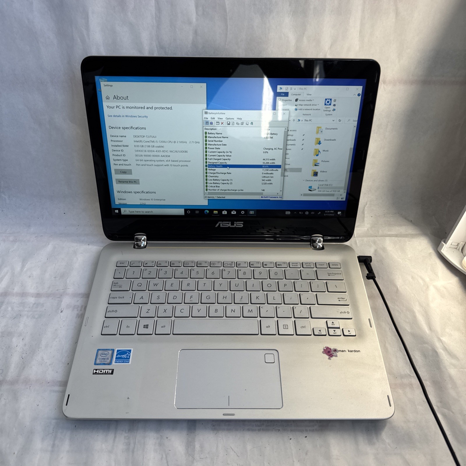 ASUS Q304U 13.3″ 2-in-1 Intel Core i5-7200U @2.50GHz 8GB Ram 1TB HDD / Win10E