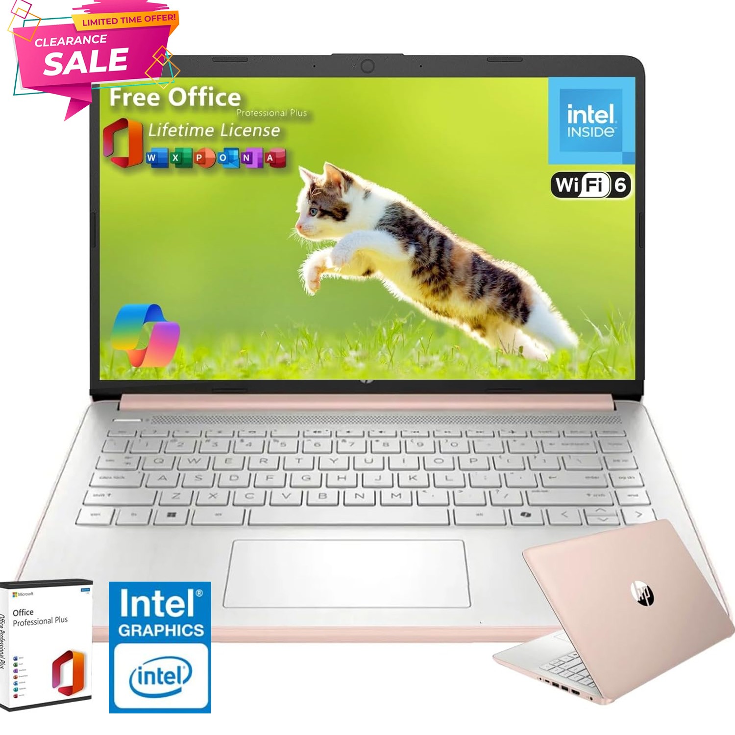 HP 14″ Student Laptop Intel Processor N150, 4GB RAM 128eMMC Win 11 Pro NEW