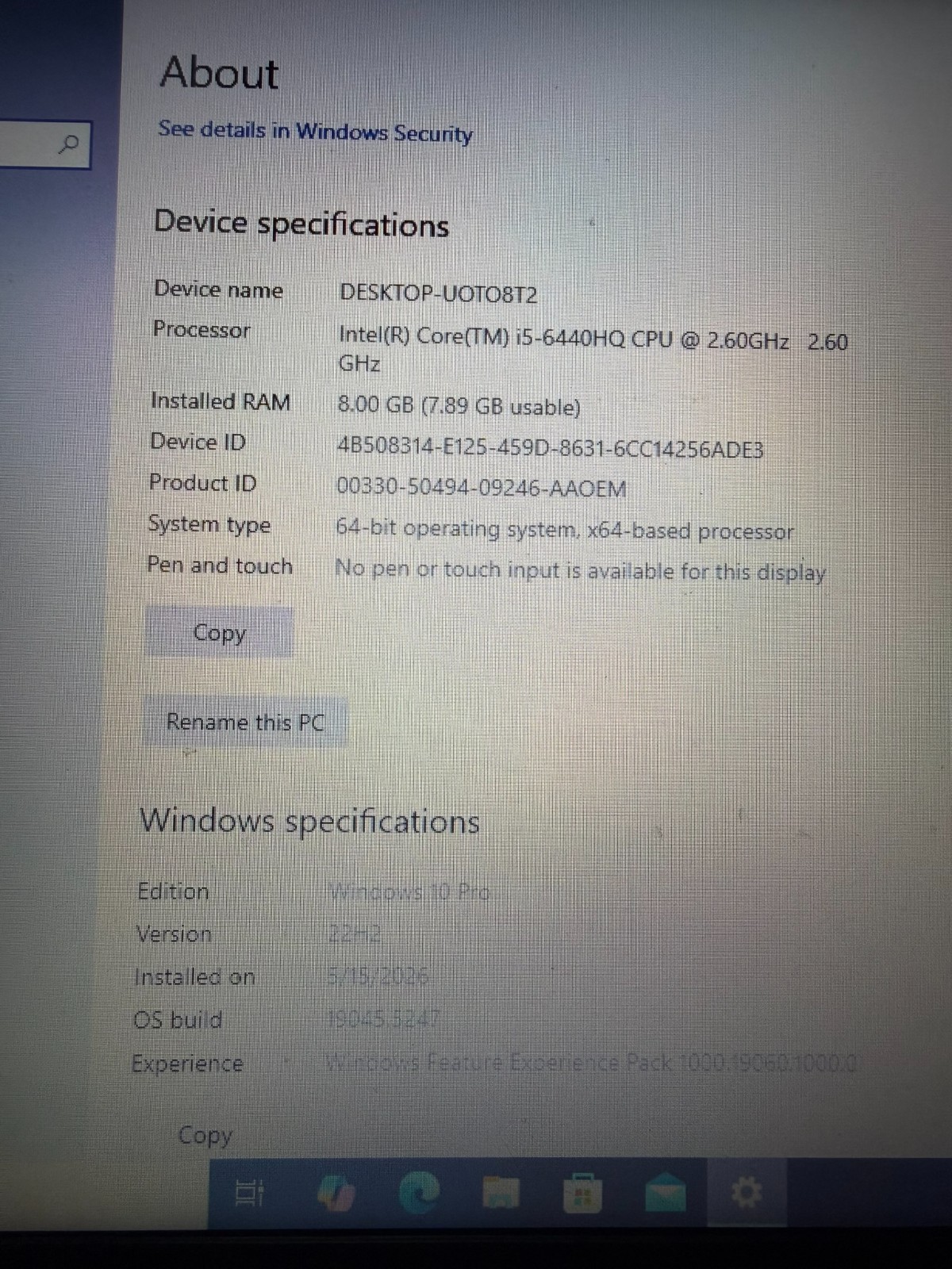 DELL LATITUDE E5570 15.6″FULL HD i5-6440HQ 8GB RAM 256GB NVMe SSD WINDOWS 11 PRO