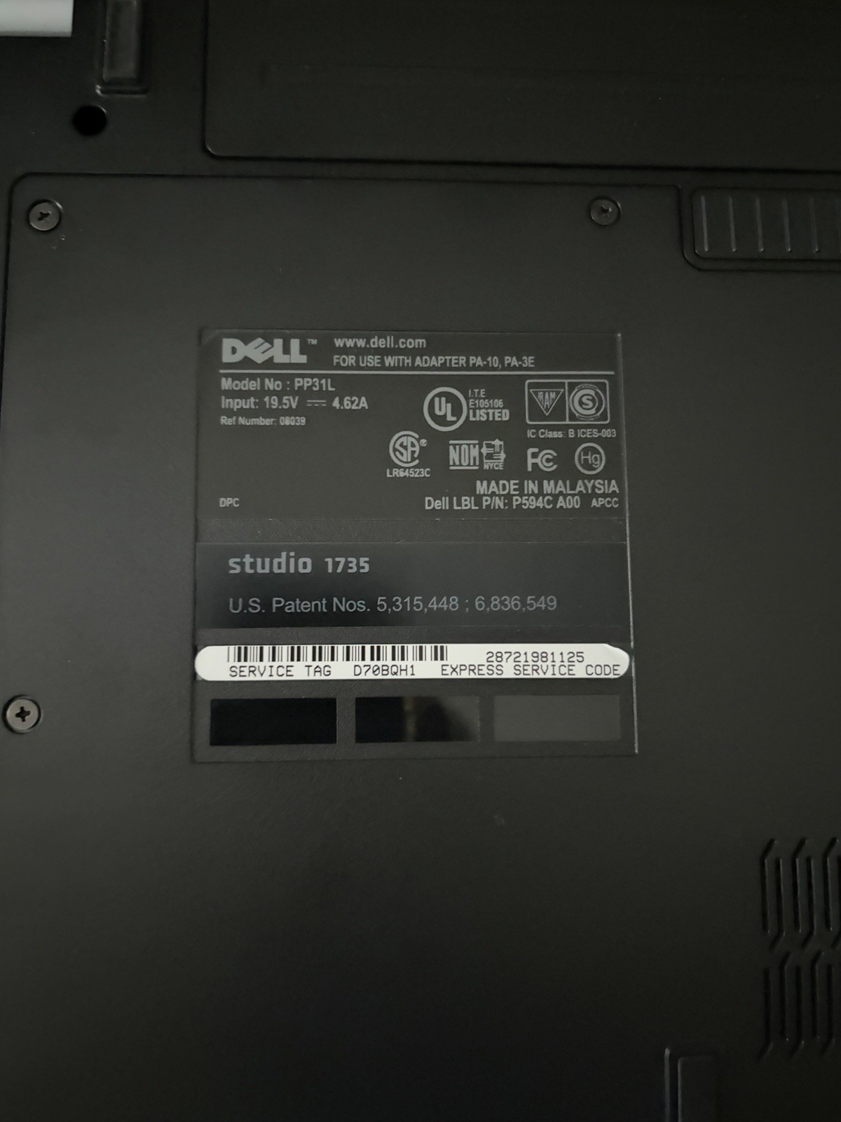 Dell Studio 1735 17″ Laptop Core 2 Duo 2.00GHz 3GB 320GB HDD Red AC