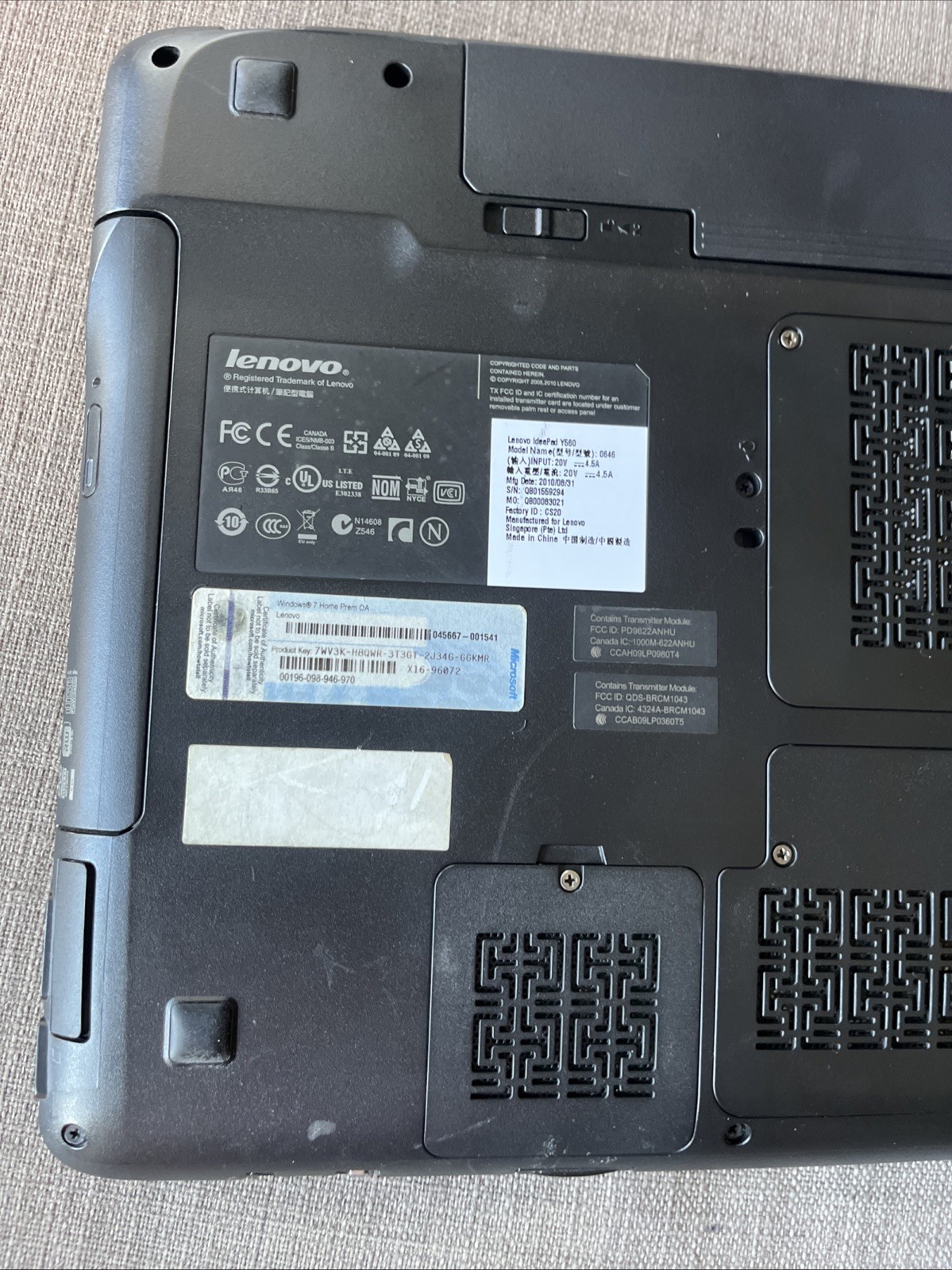 Lenovo Y550 CPU Pentium Dual Core 2GHz 4GB RAM Parts Or Repair AS IS (READ)