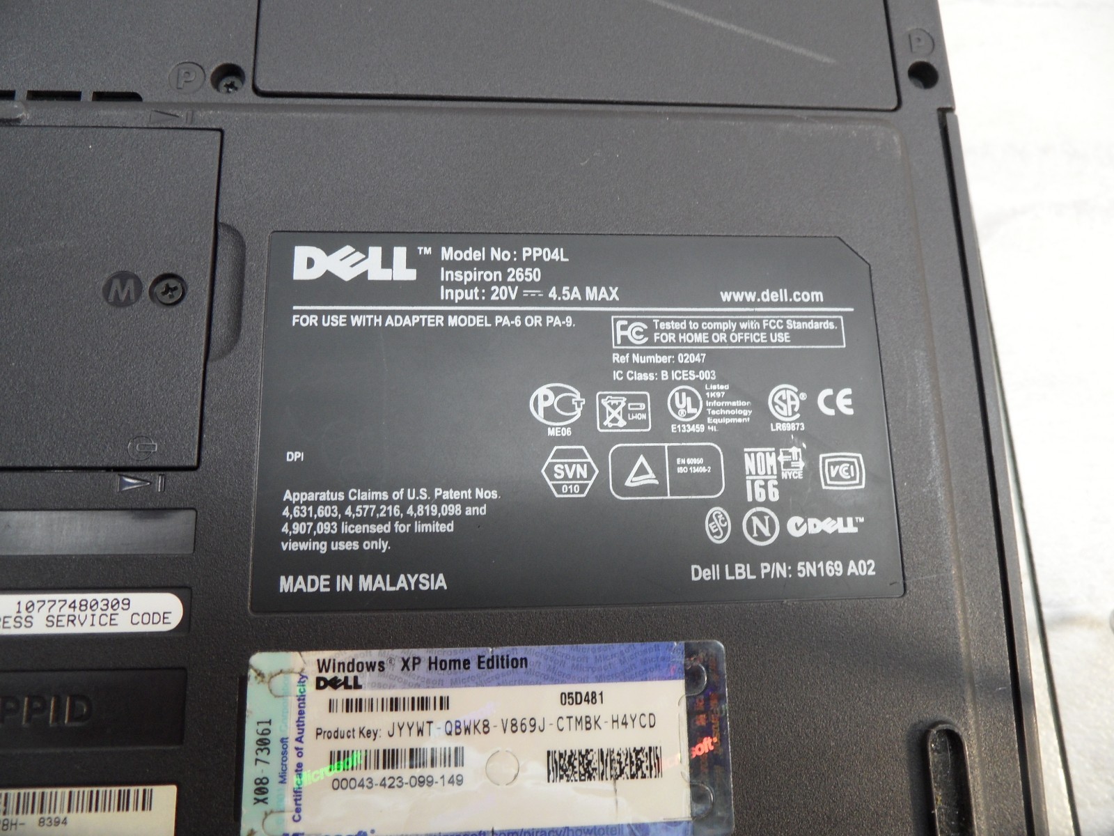 Dell Inspiron 2650 Laptop 4 Parts Posted Bios No Hard Drive *