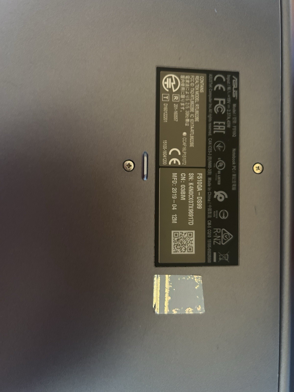 ASUS VivoBook F510DA 15.6in AMD A12 2.7GHz 4GB 1TB HDD Win Gray Charger