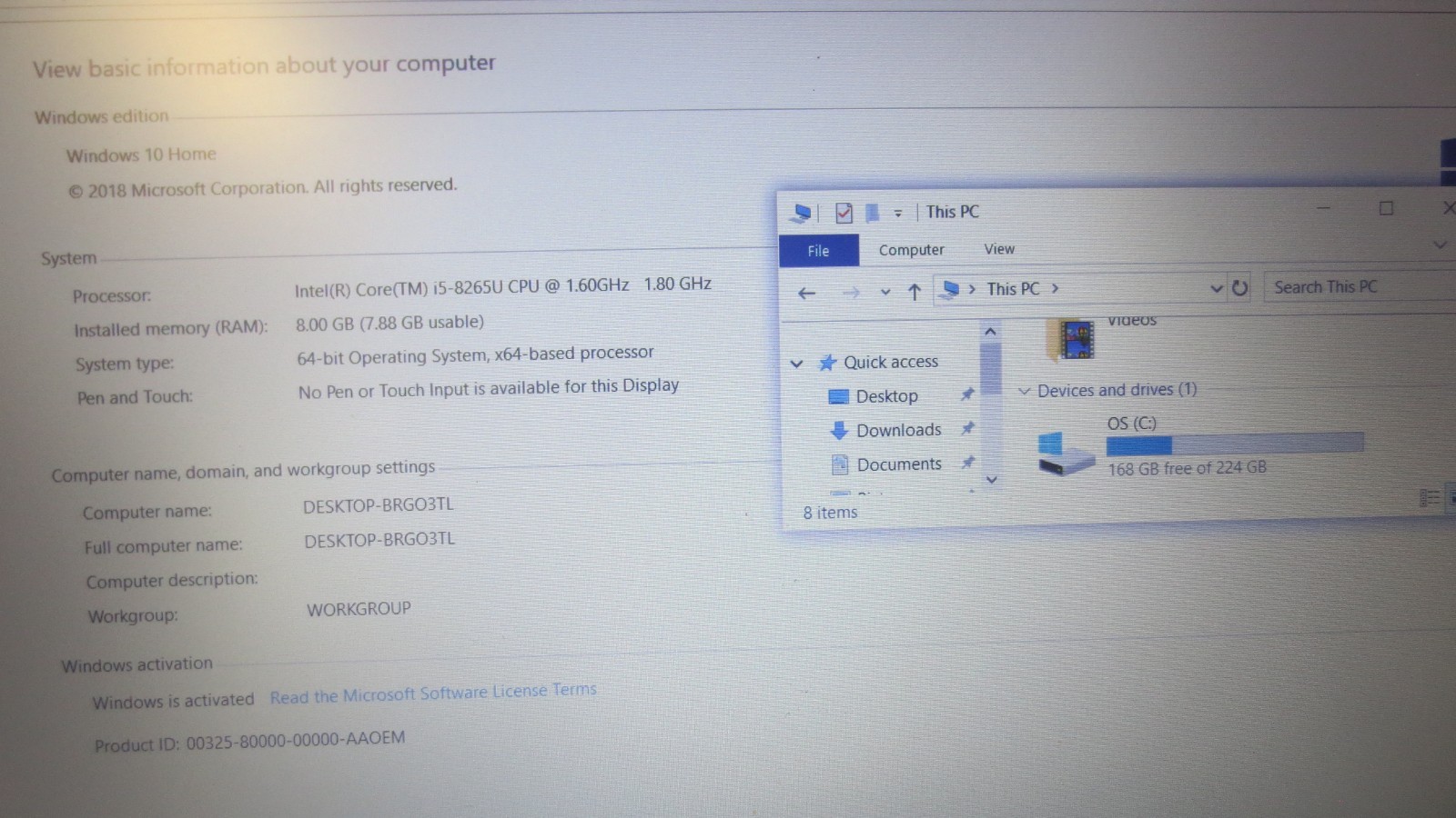 Dell Inspiron 3583 Laptop i3-8265U 1.6GHz 8GB 256GB SSD Win 10