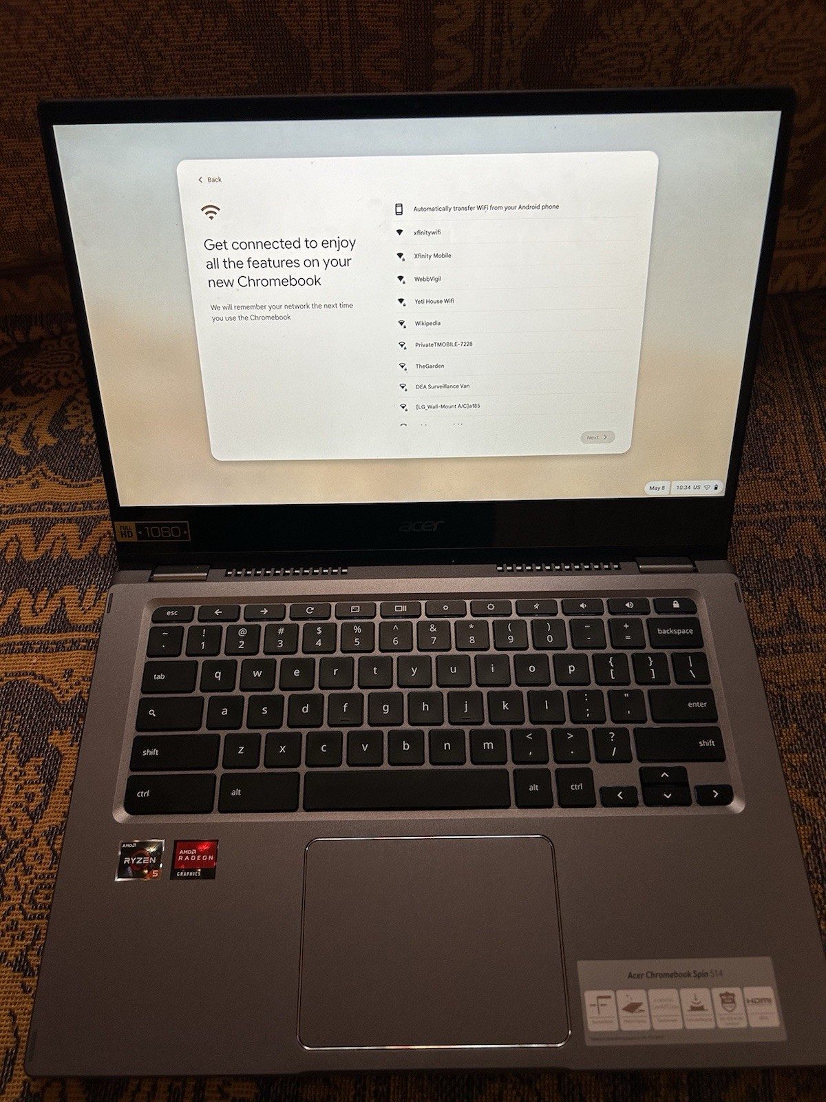 Acer Chromebook Spin 514 14″ AMD Ryzen 5 3500C 8GB RAM 128GB eMMC