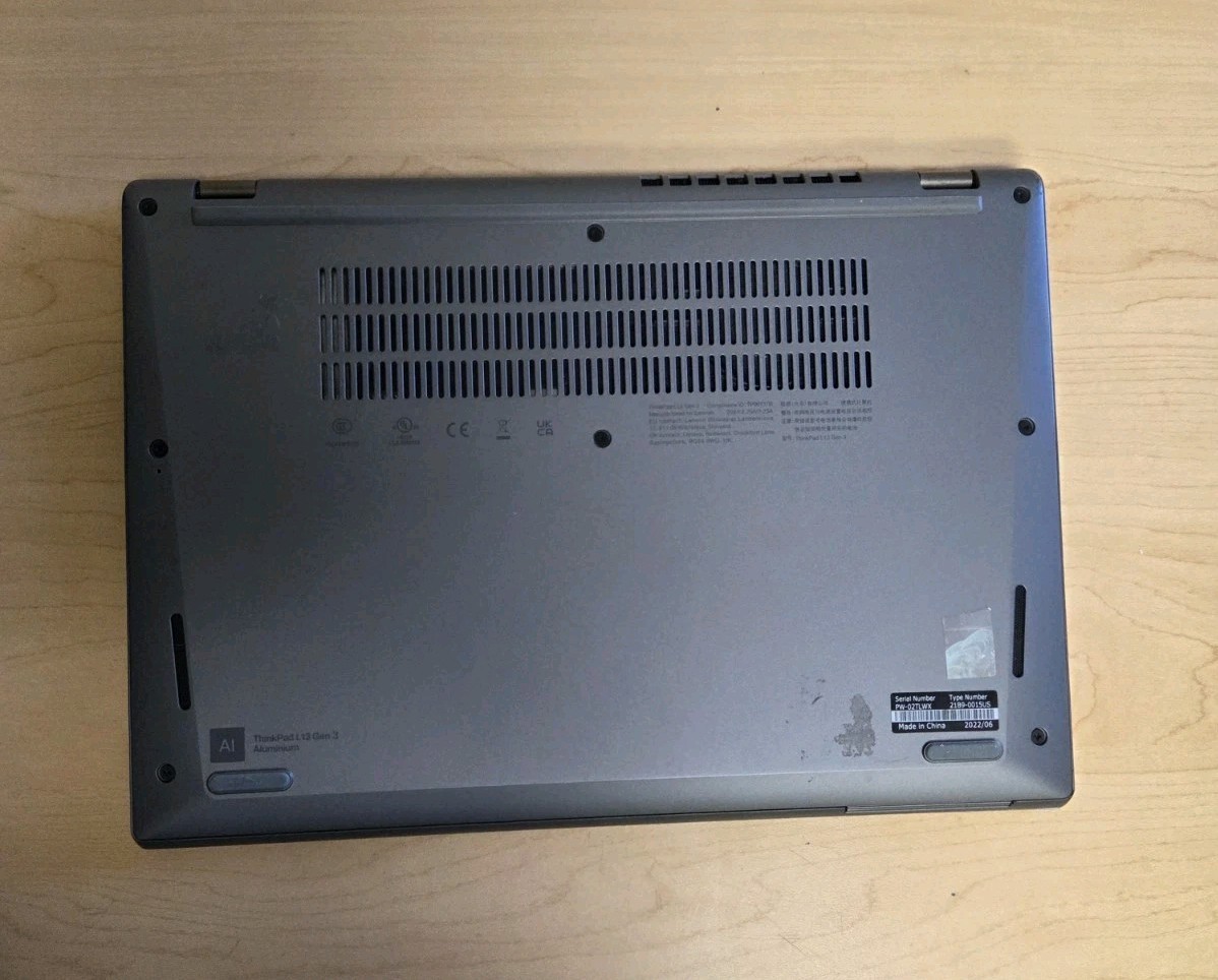 Lenovo ThinkPad L13 Gen 3 Ryzen 7 Pro 5875U 16GB RAM 256GB SSD NO OS – USED