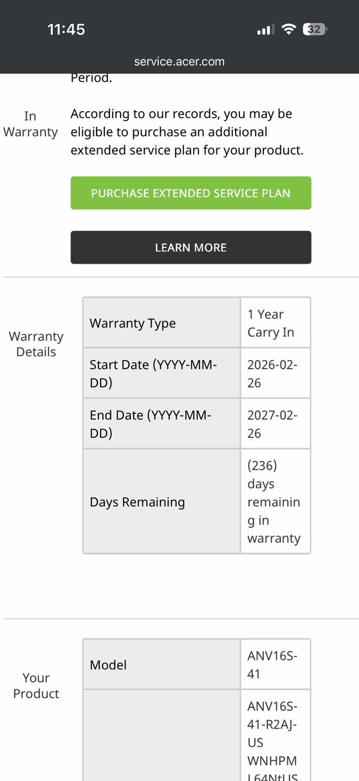 RTX 5060 Acer Nitro V 16S AI 180Hz FHD+ 3.8 GHz Ryzen 7 260 32GB 1TB SSD