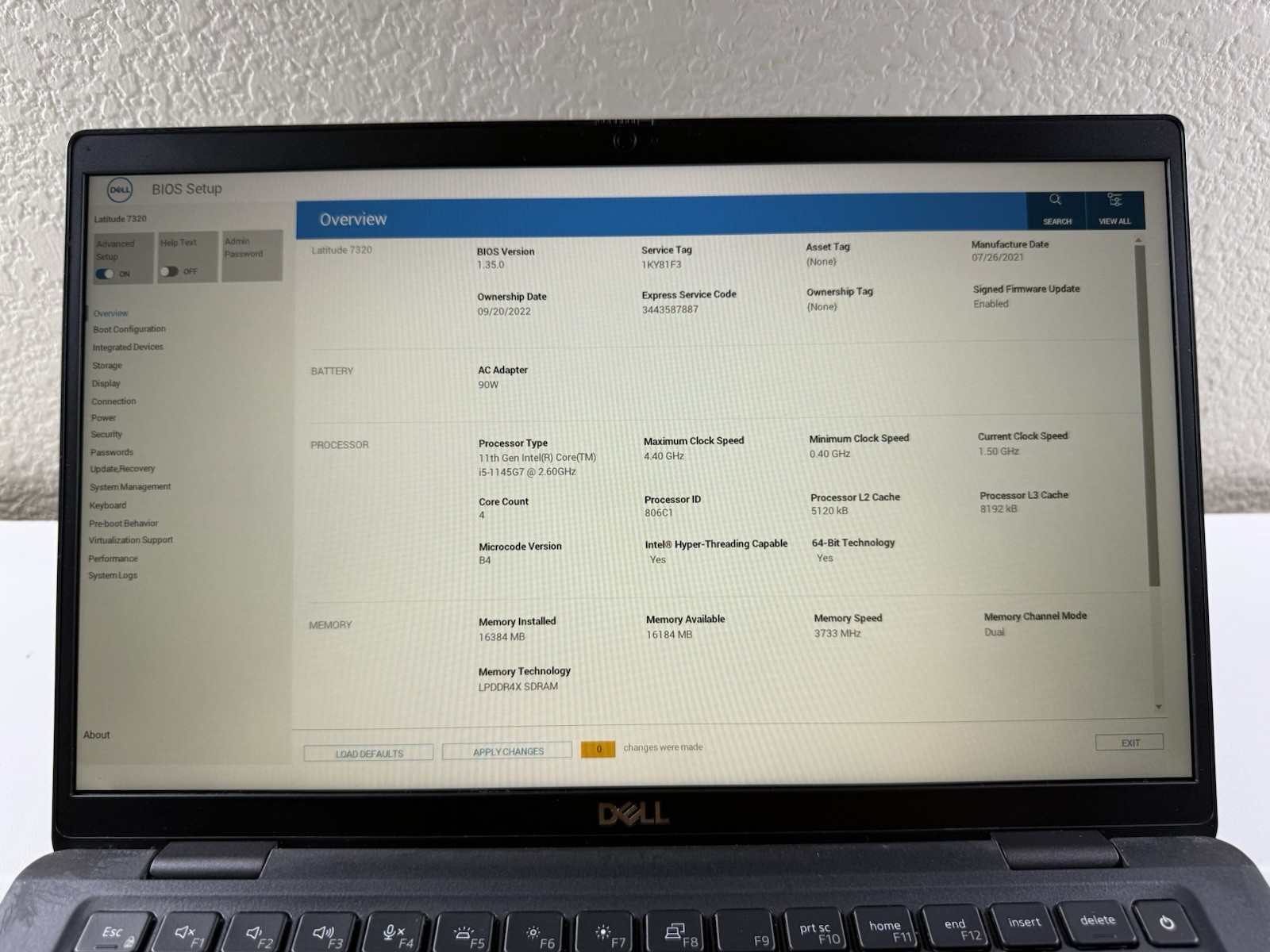 Dell Latitude 7320 13.3″ Touch, i5 11th Gen, 16GB RAM, No SSD/OS NO BATTERY