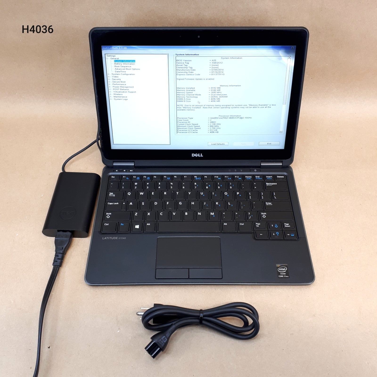 Dell Latitude E7240 12.5″ Laptop i7-4600U 2.10GHz 8GB RAM *For Parts AS IS H4036