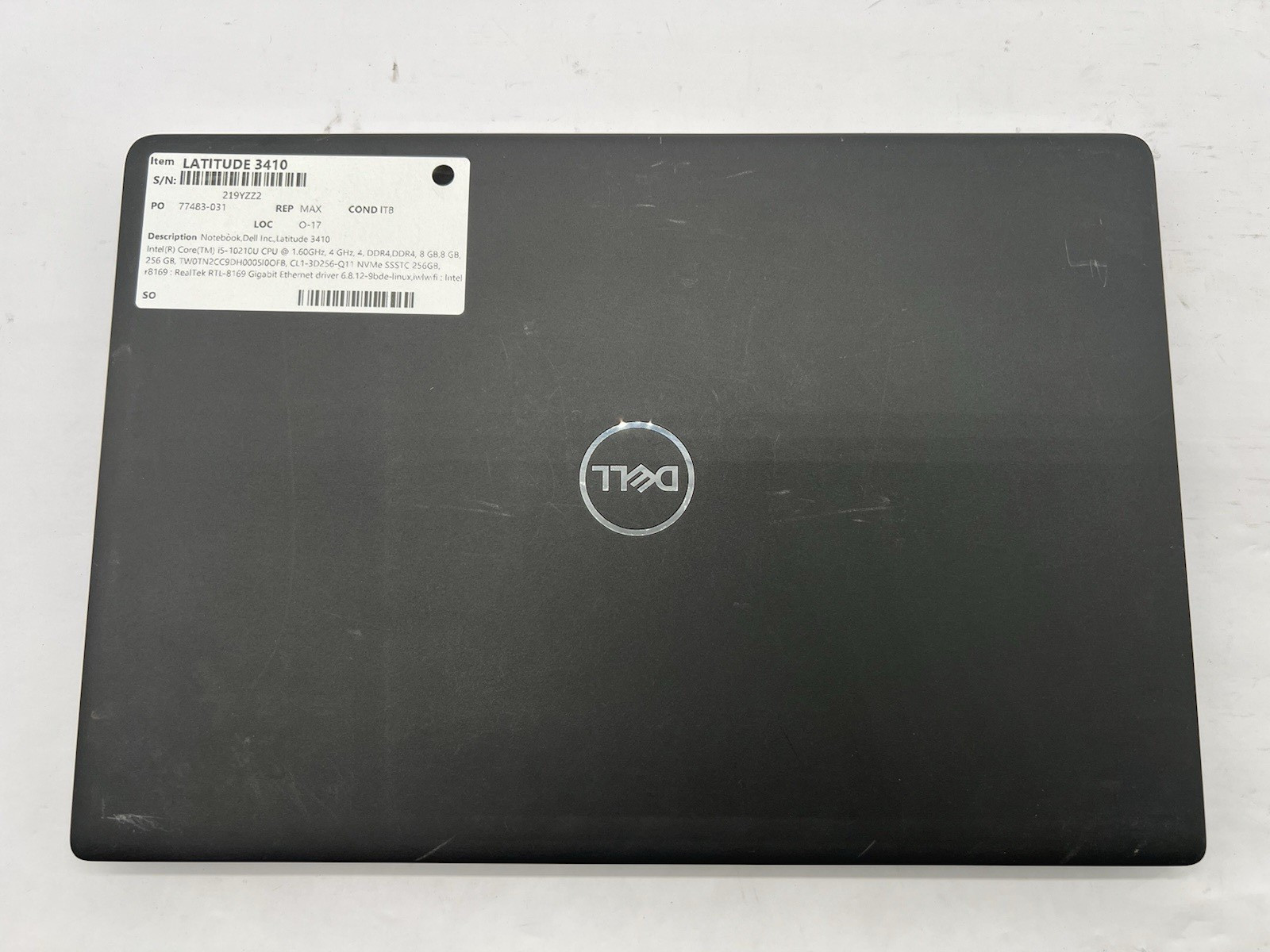 Dell Latitude 3410, i5-10210U CPU, @ 1.60GHz, 16GB RAM, 256GB NVMe-No OS/Charger