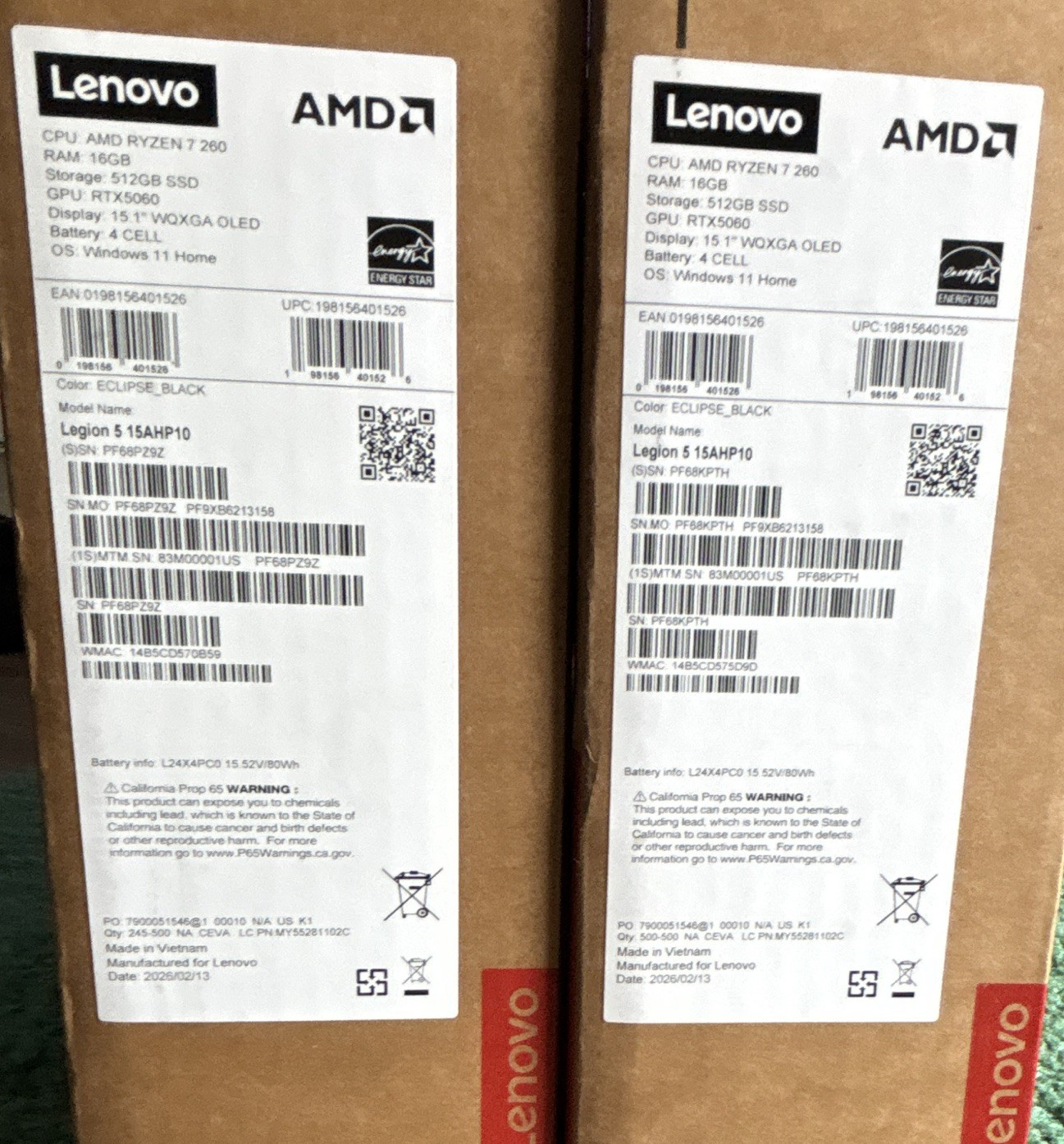 Lenovo Legion 5 15APH10 15.1″ Ryzen 7 16GB 512GB SSD RTX 5060 W11 Black